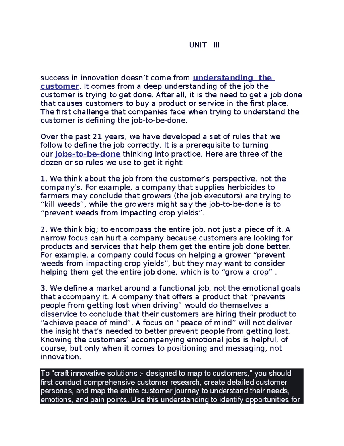 Understanding Customer Needs for Innovation: UNIT II Class Notes - Studocu