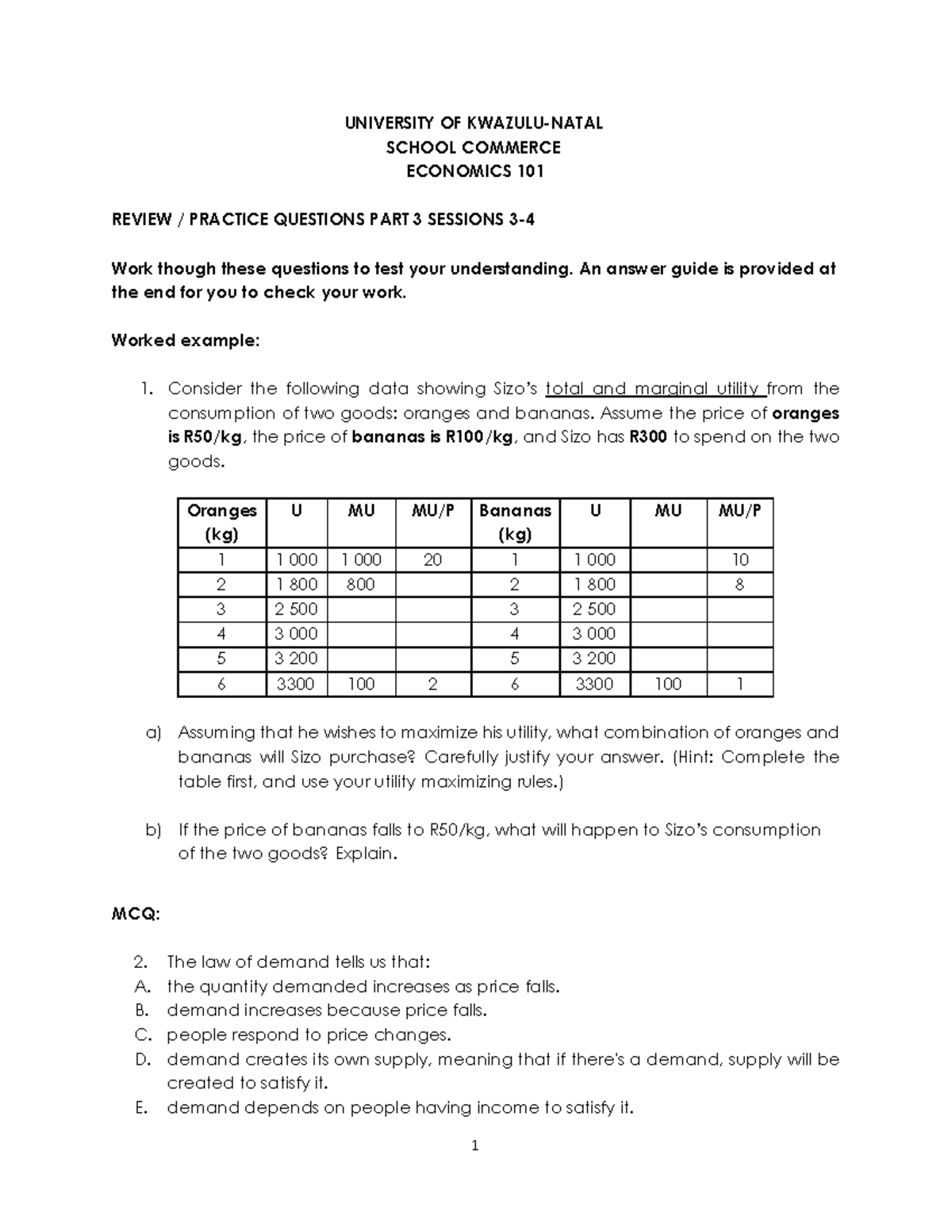 ECO 101 Review Questions Part 3: Practice & Answer Guide - Studocu