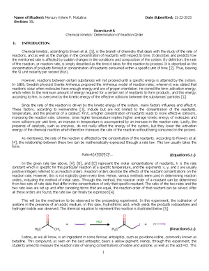 Module 04 - Chemical Kinetics (Prelab Study Guide TTh ) - CHEM 18. 1 st ...