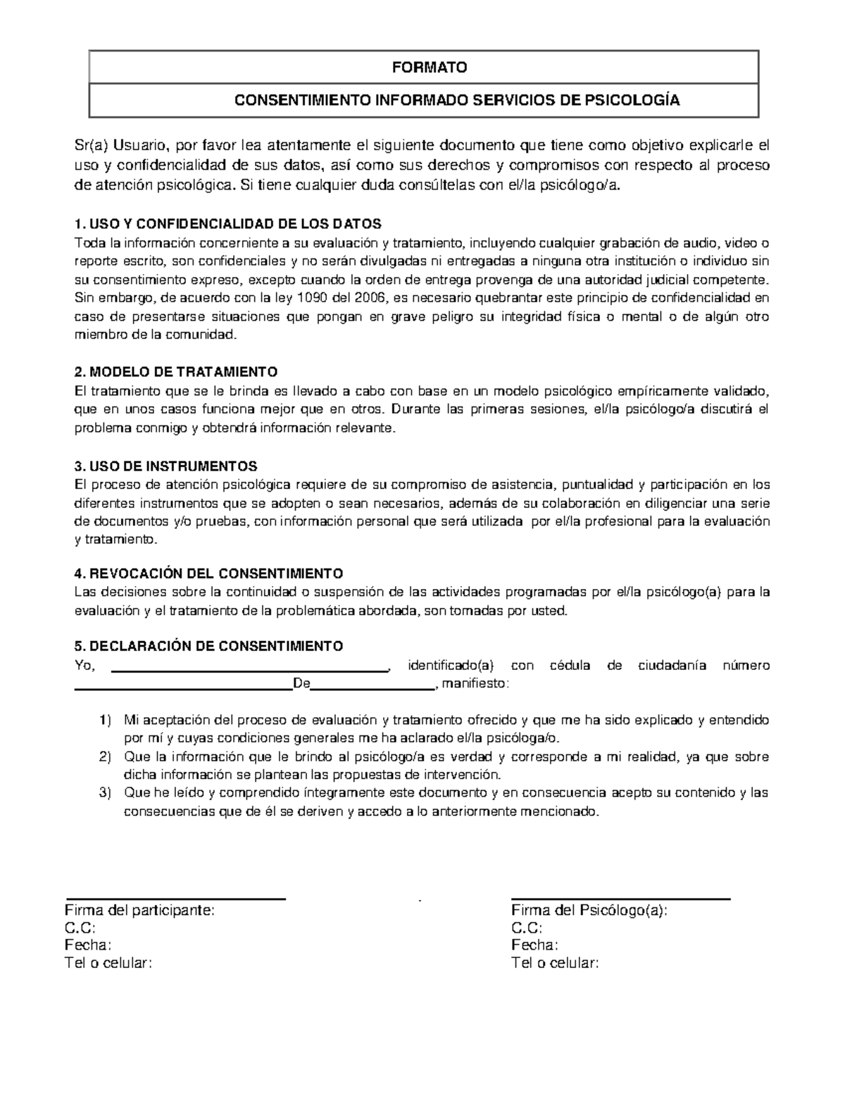 389882761 Consentimiento Informado para Servicios Psicológicos - Document Preview