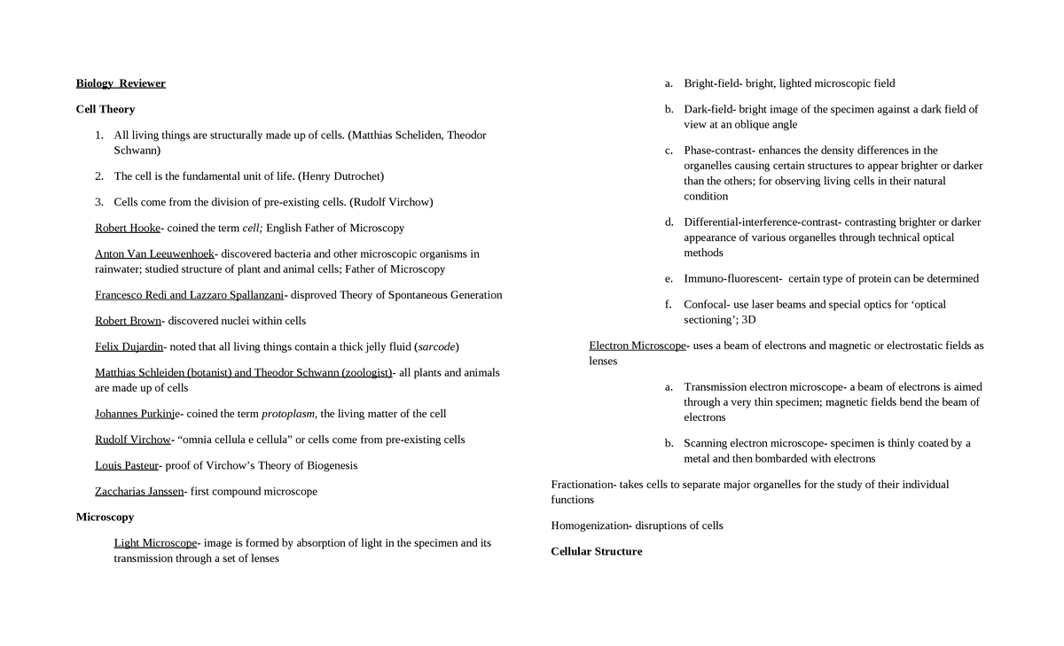 Biology Lecture Notes: Cell Theory, Organelles, and Systems Overview ...