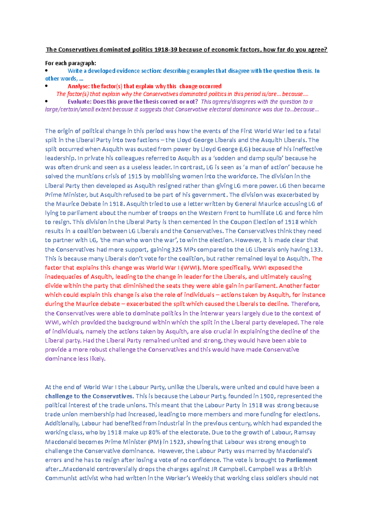 Conservative dominance essay model - The Conservatives dominated ...