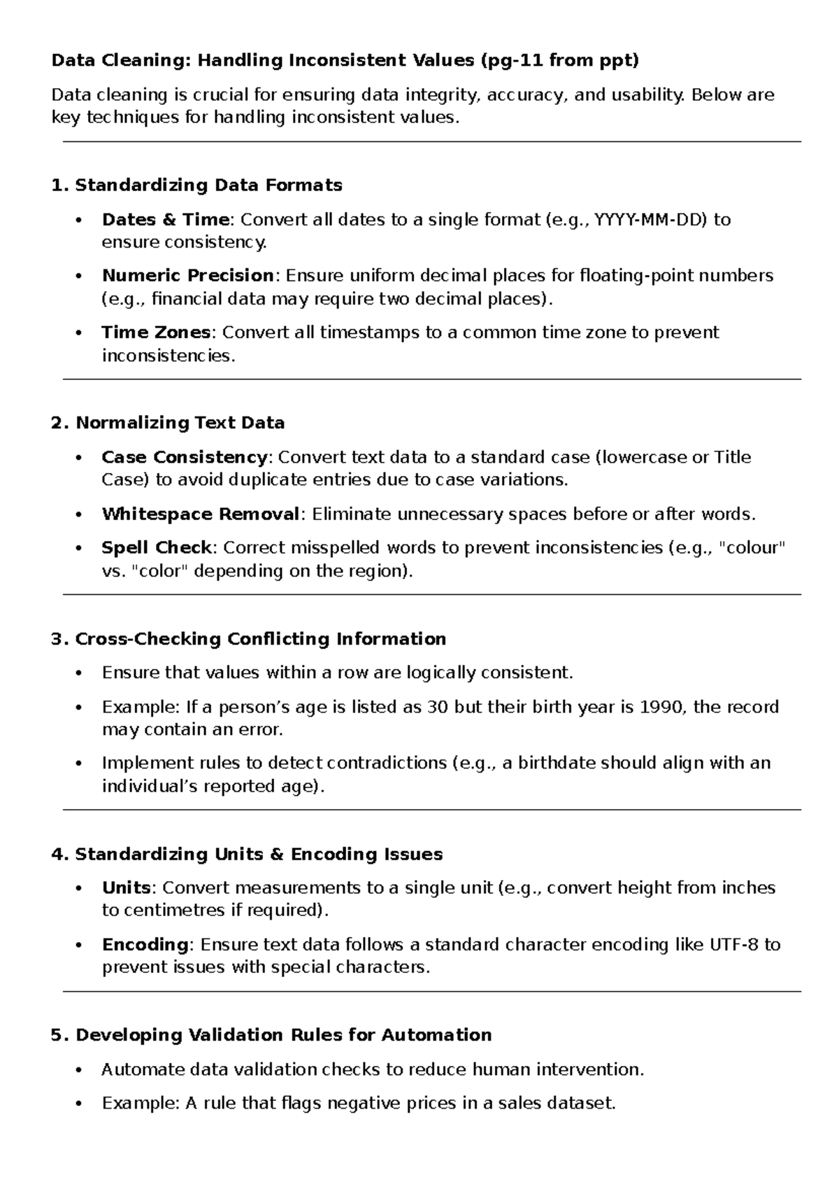 UNIT-1: Comprehensive Guide on Data Cleaning and Transformation ...