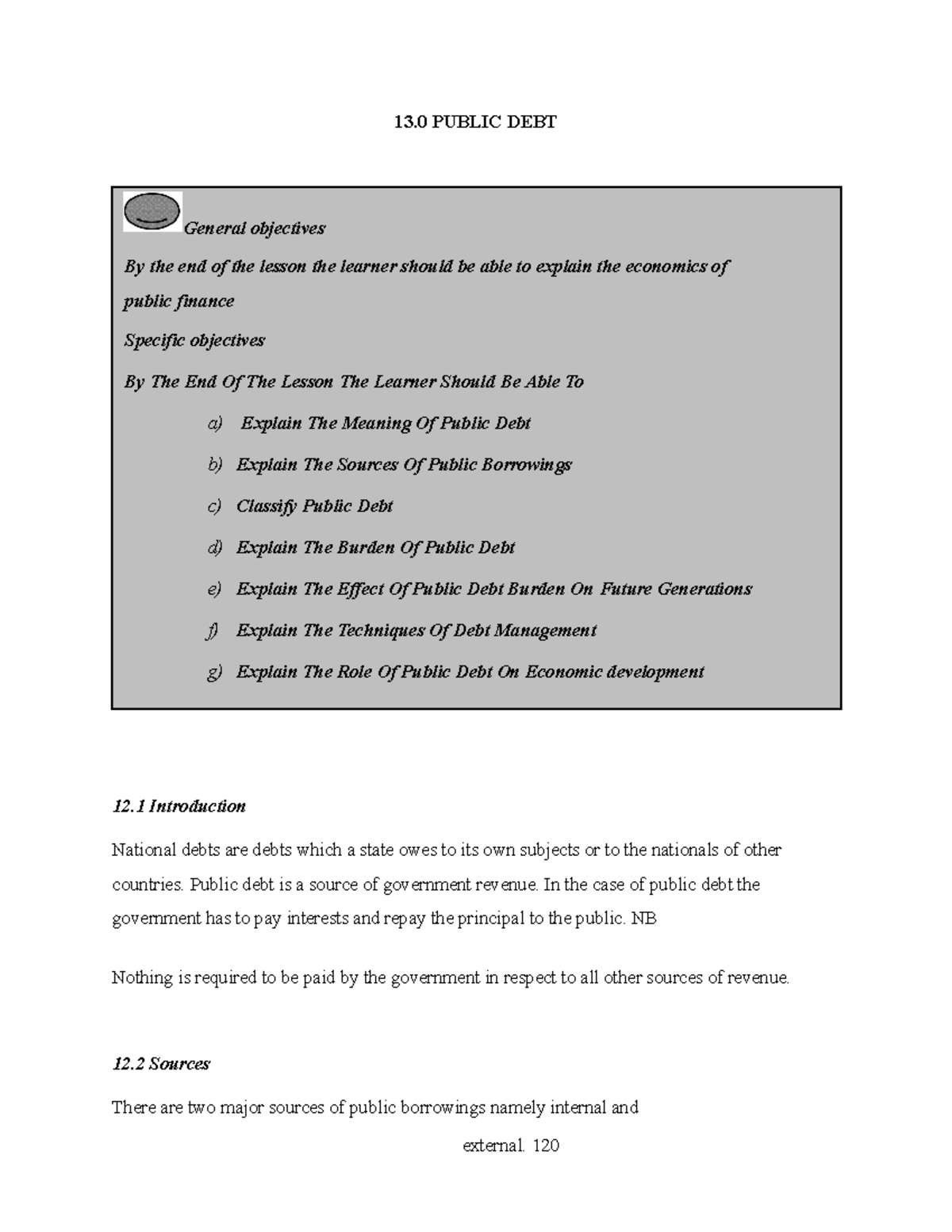 Public Debt Economics: Revision Notes for Topic 13.0 - Studocu