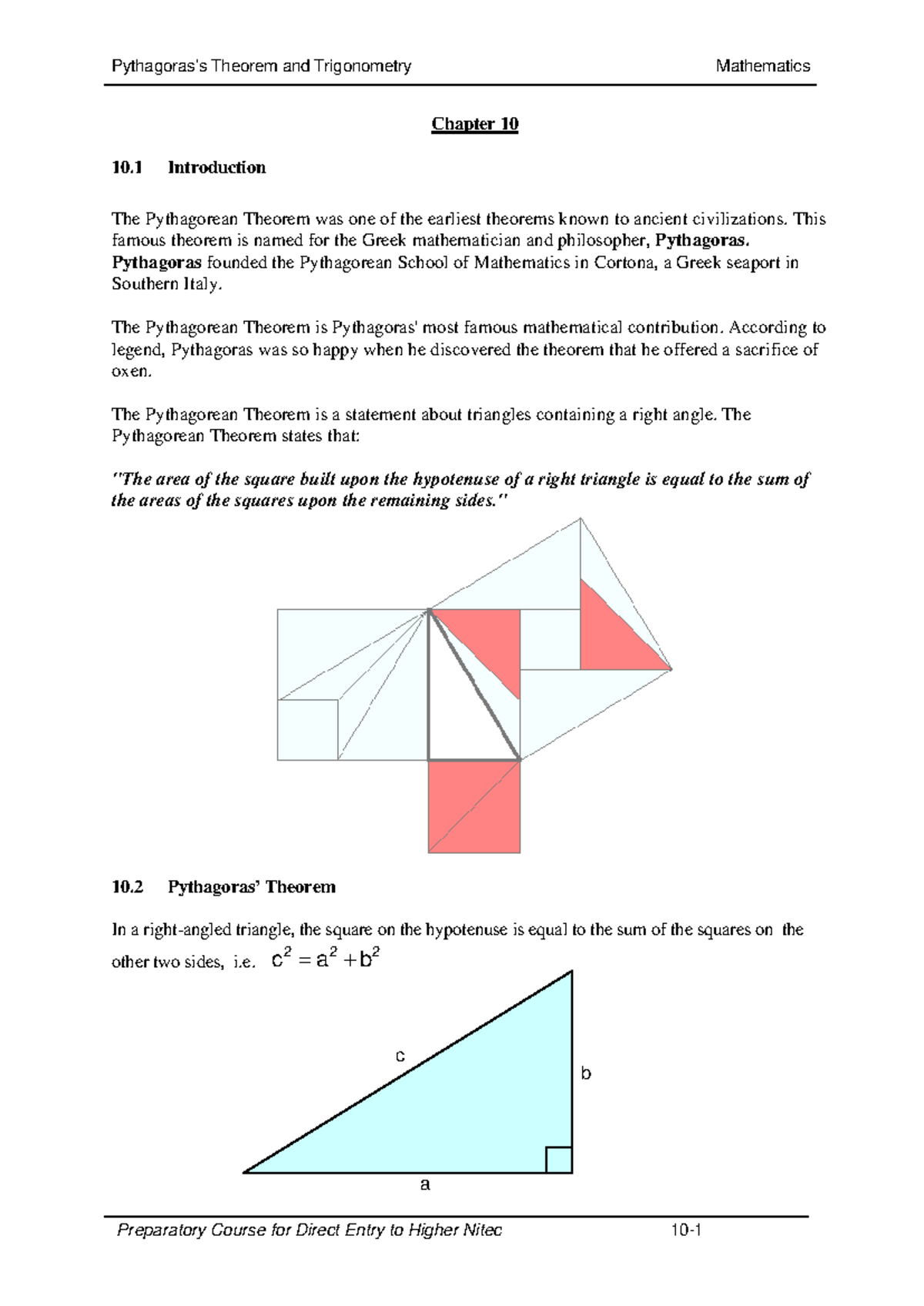 Trigonometry and Theorems - Chapter 10 (Preparatory Course) - Studocu