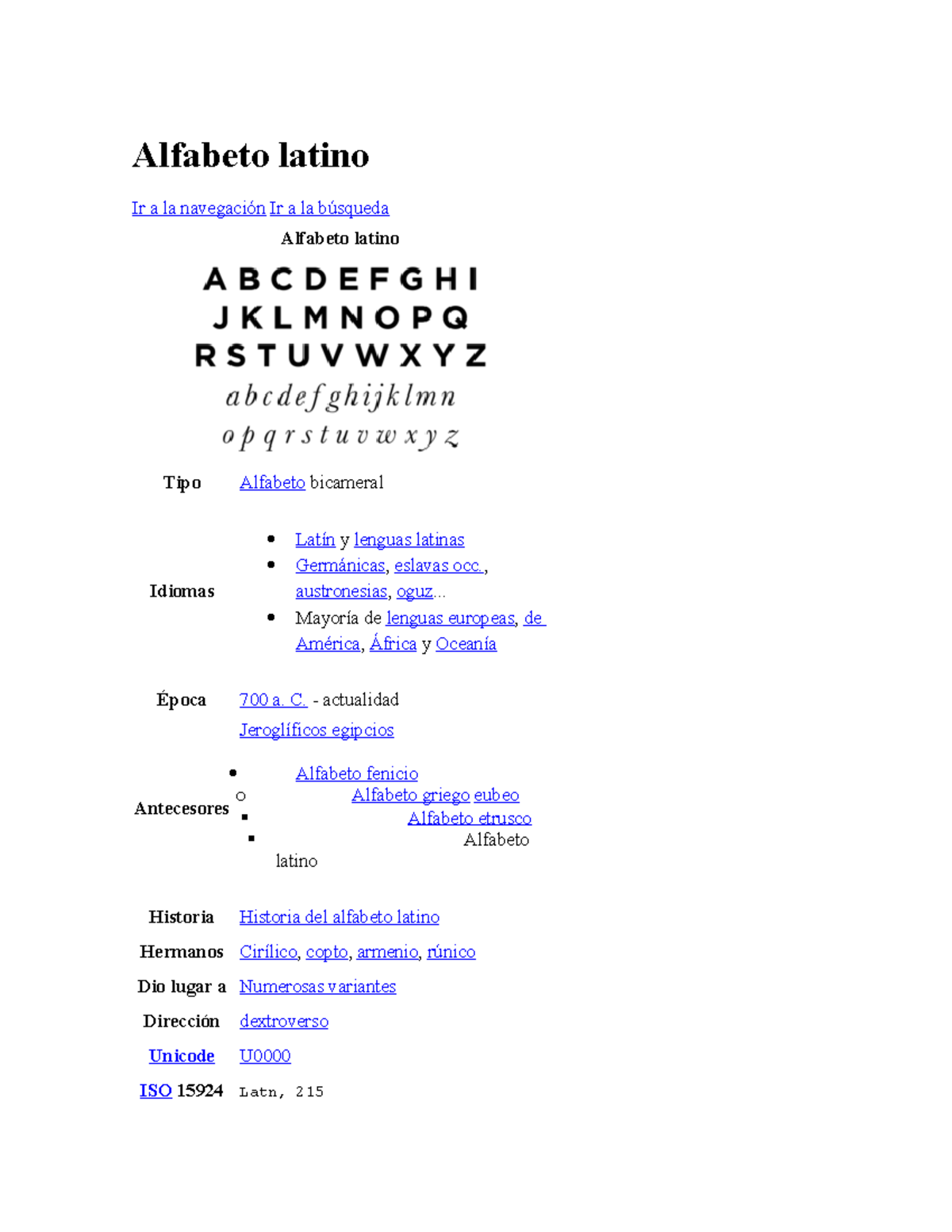 Alfabeto latino - 122222 - Alfabeto latino Ir a la navegación Ir a la ...