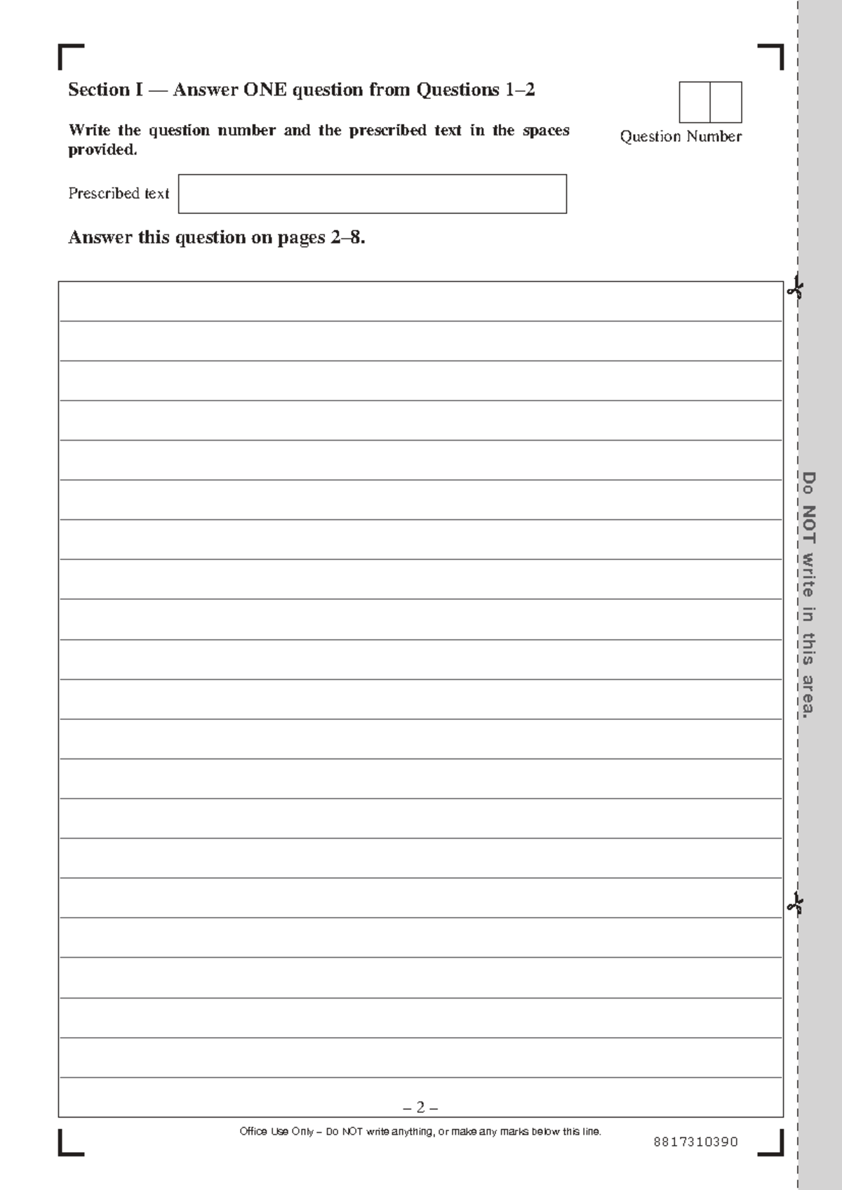 HSC Writing Paper: Section I & II Question Guidelines - Studocu