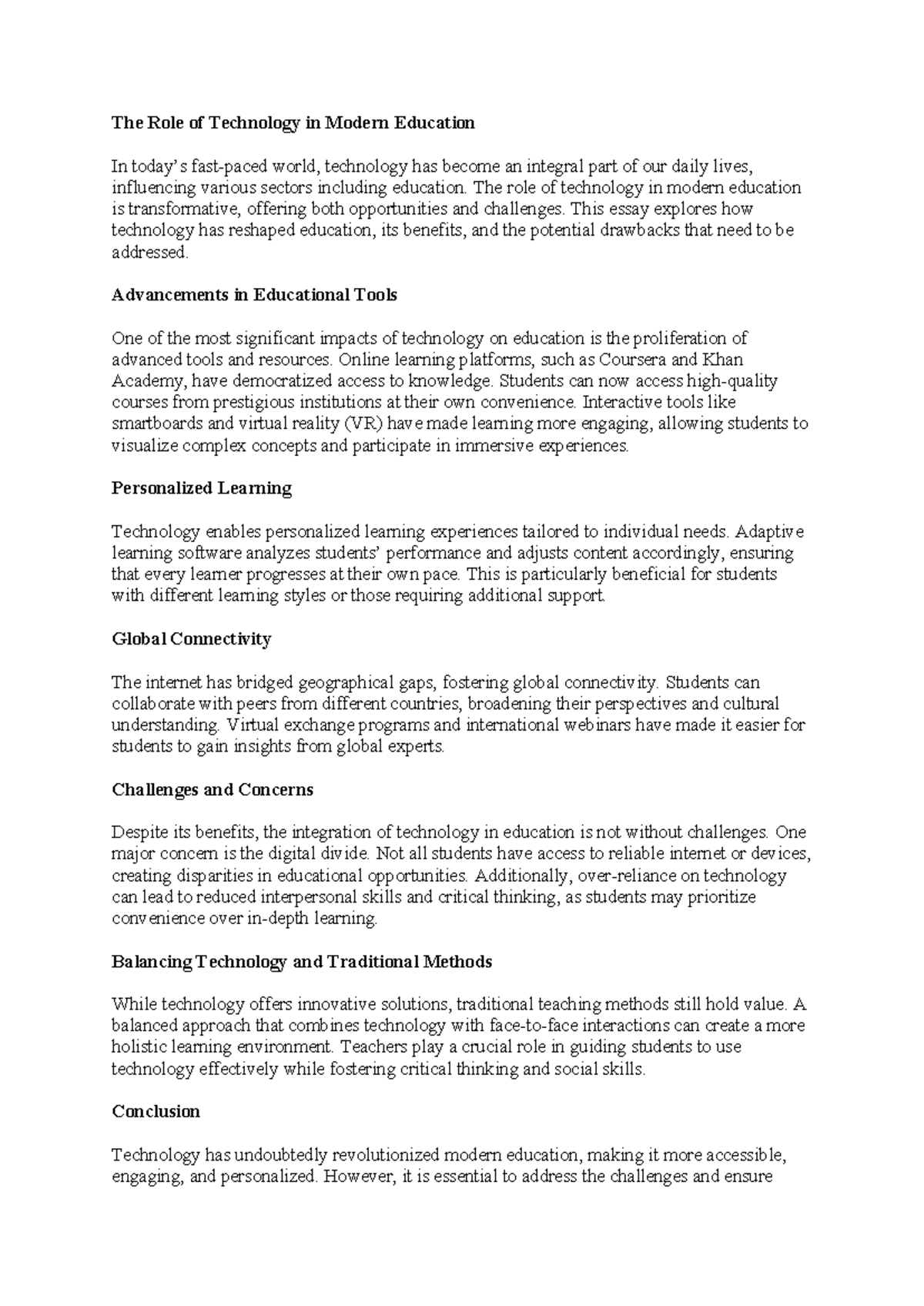 The Role of Technology in Modern Education - The role of technology in ...