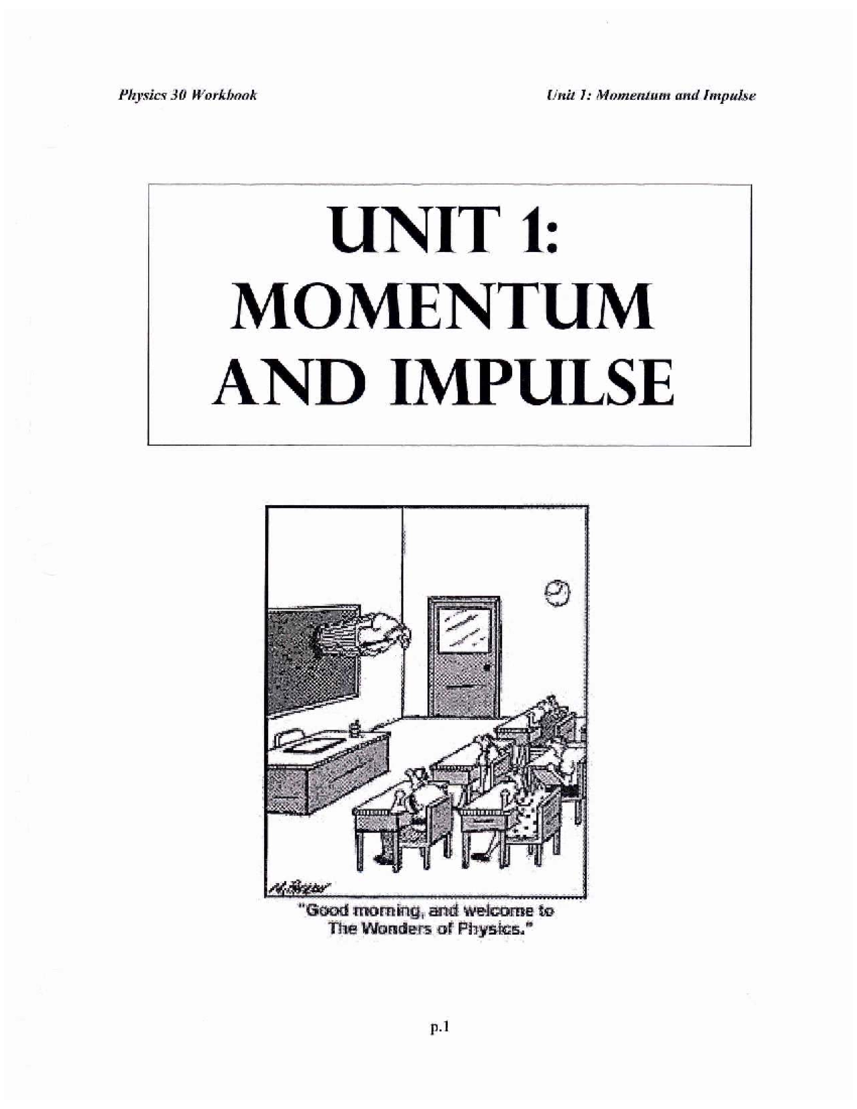Physics 30 Workbook: Unit 1 - Momentum and Impulse - Studocu