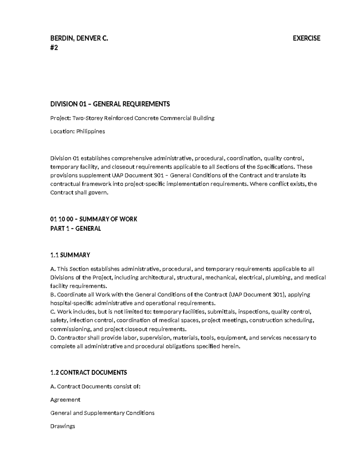 Division 01 - General Requirements for Reinforced Concrete Project ...