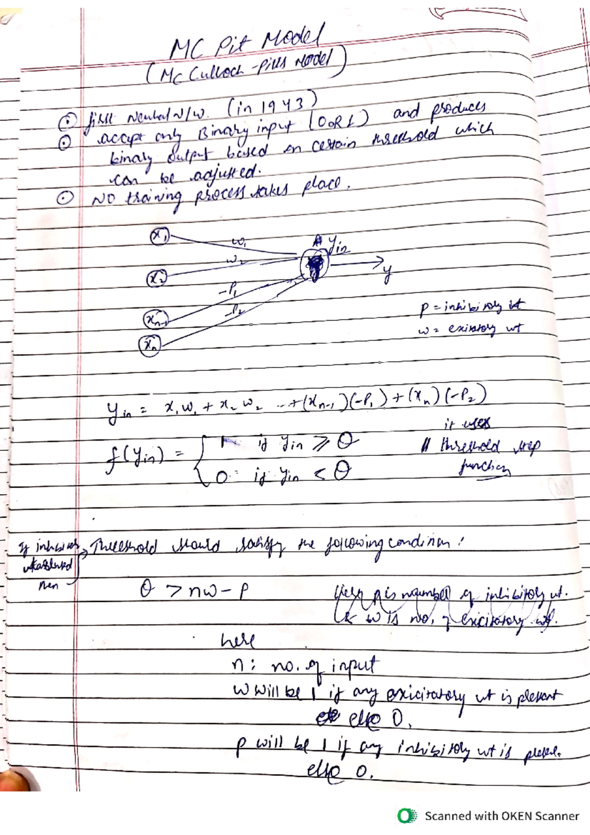 AIML 101 - Perceptron MC Pit Model Implementation Notes - Studocu