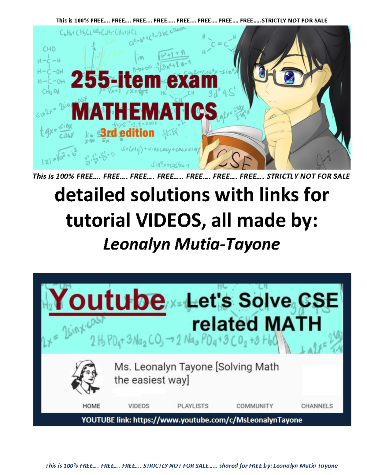 Mathematics Solutions: 255 Practice Problems with Detailed Answers ...