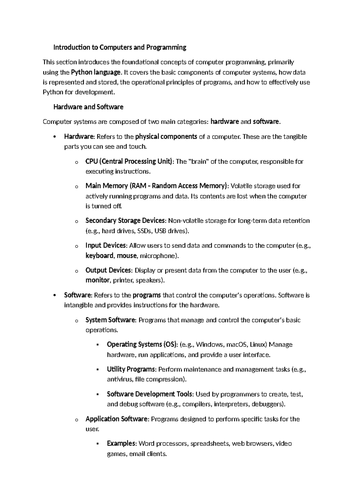 Python 5th Edition Lecture Notes: Introduction to Computers ...