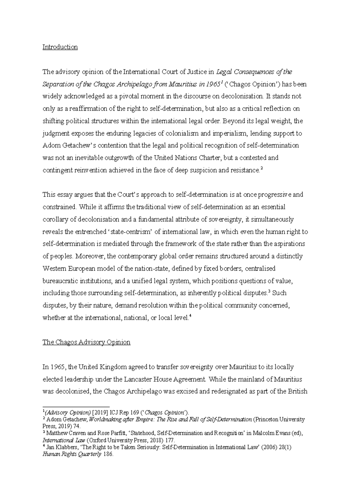 PIL Assessment Draft: Self-Determination & Chagos Advisory Opinion ...