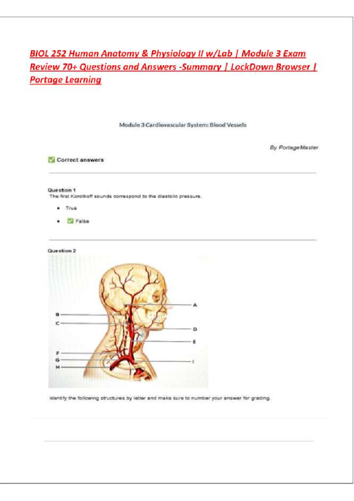 BIOL 252 Final Exam Study Guide: Heart Physiology & Blood Functions ...