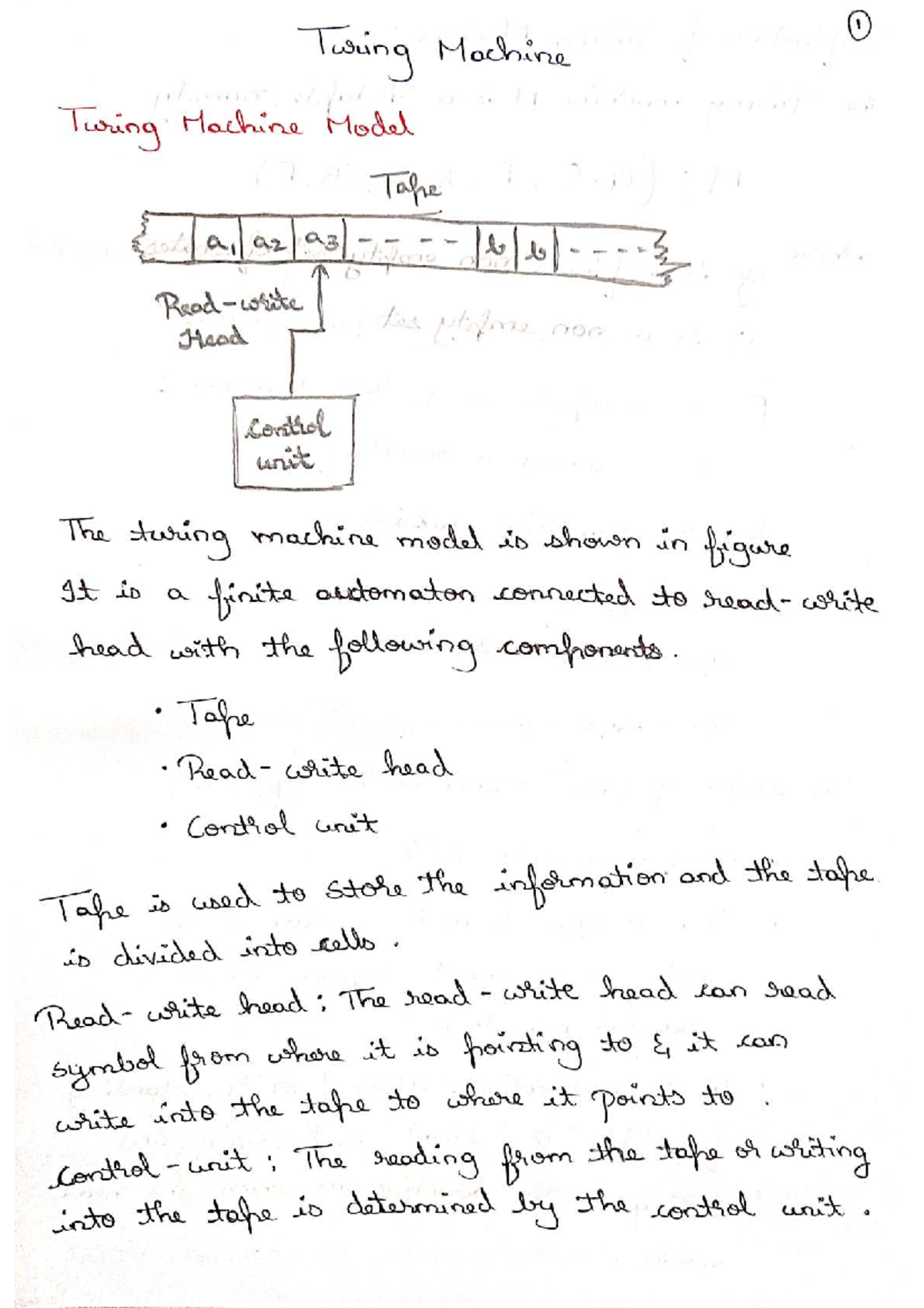 Turing Machine Model and Language Acceptance - TOC Module 5 Notes - Studocu