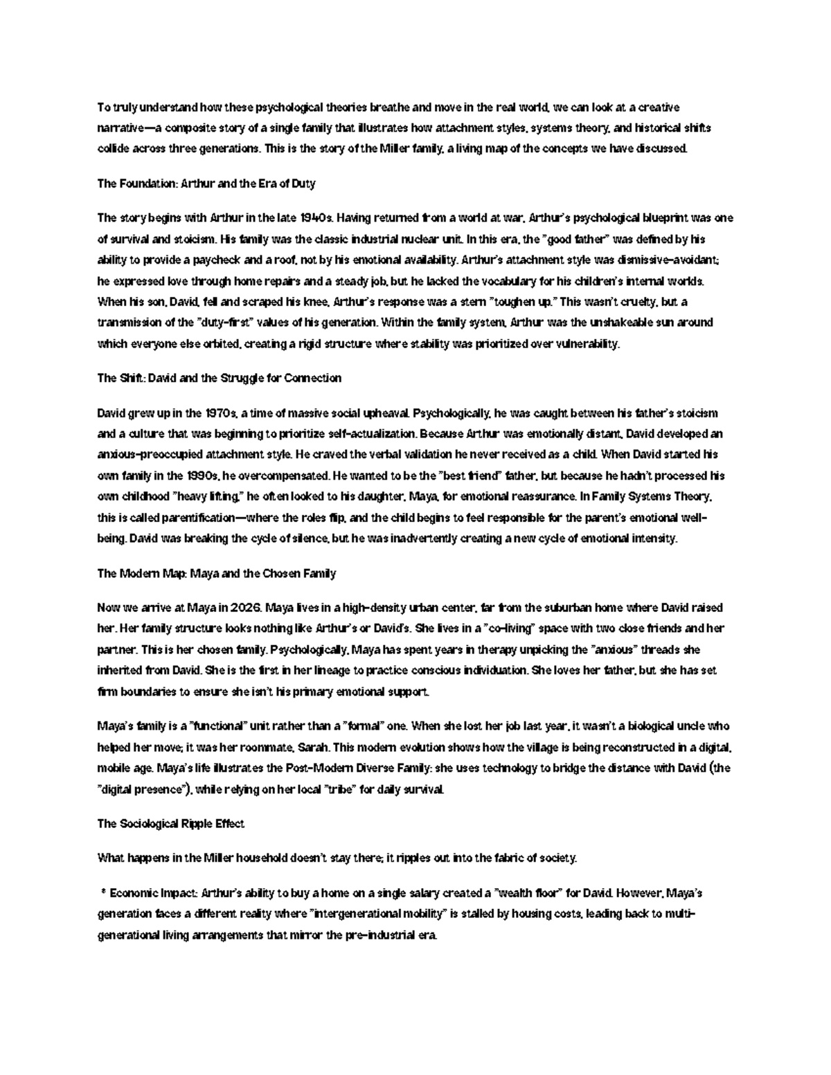 Family Dynamics Across Generations: A Psychological Essay (PSY 101 ...
