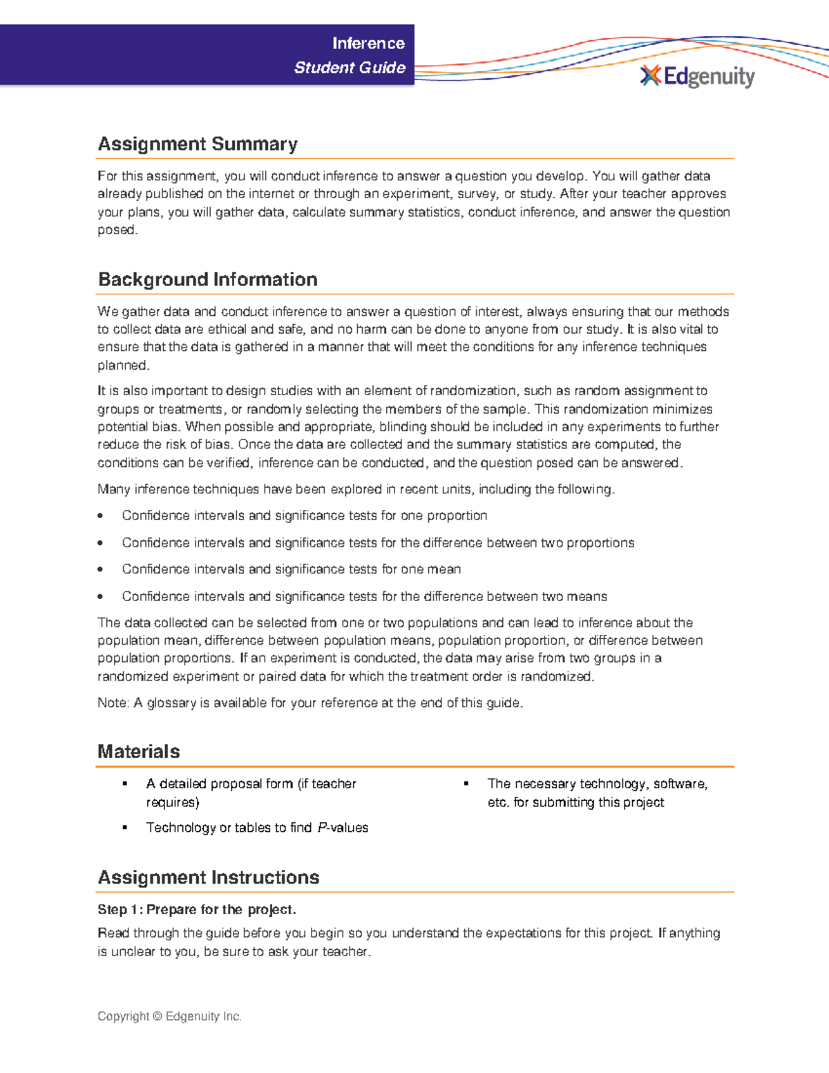 Statistical Inference Project Guide: Data Collection & Analysis - Studocu