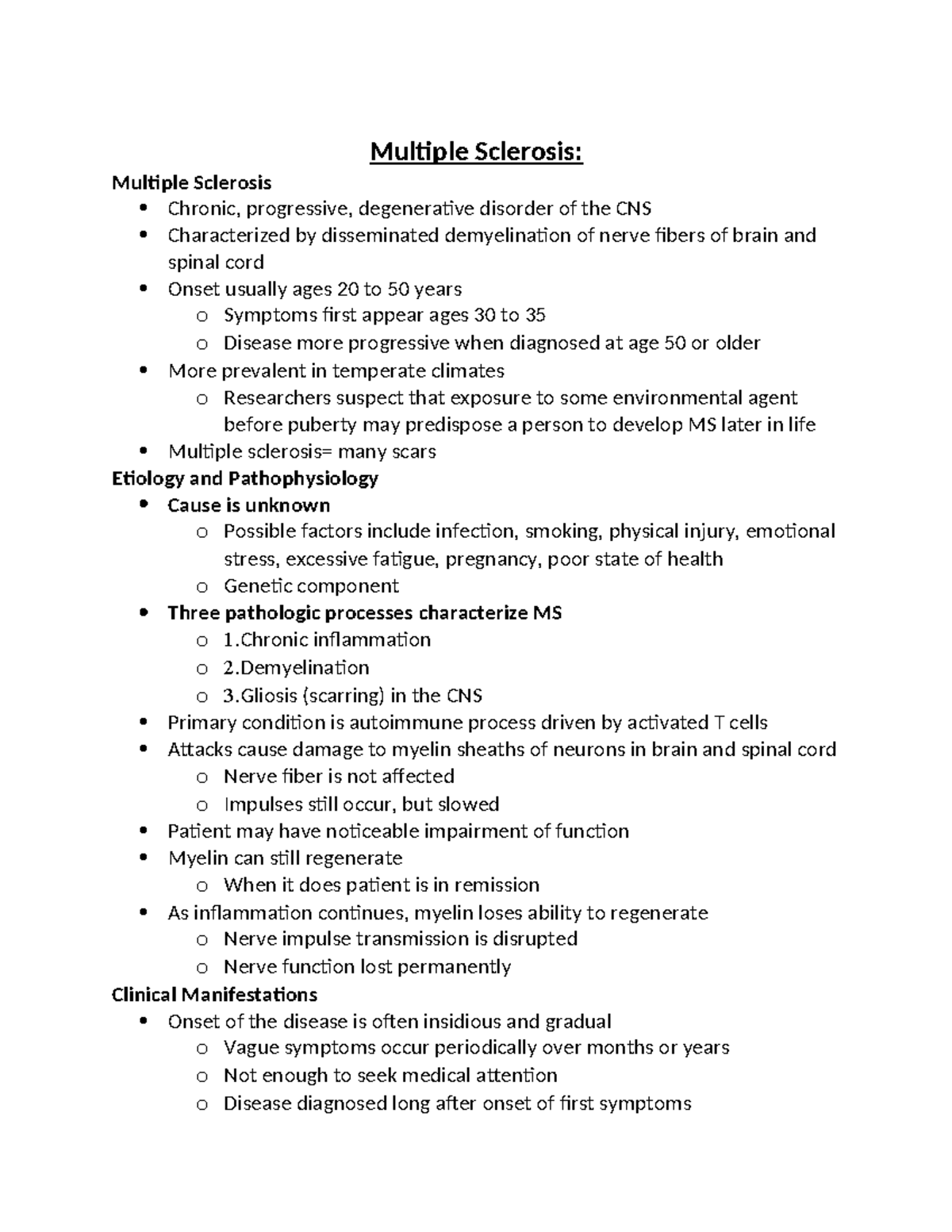 Nursing Care and Management of Multiple Sclerosis: Insights and ...