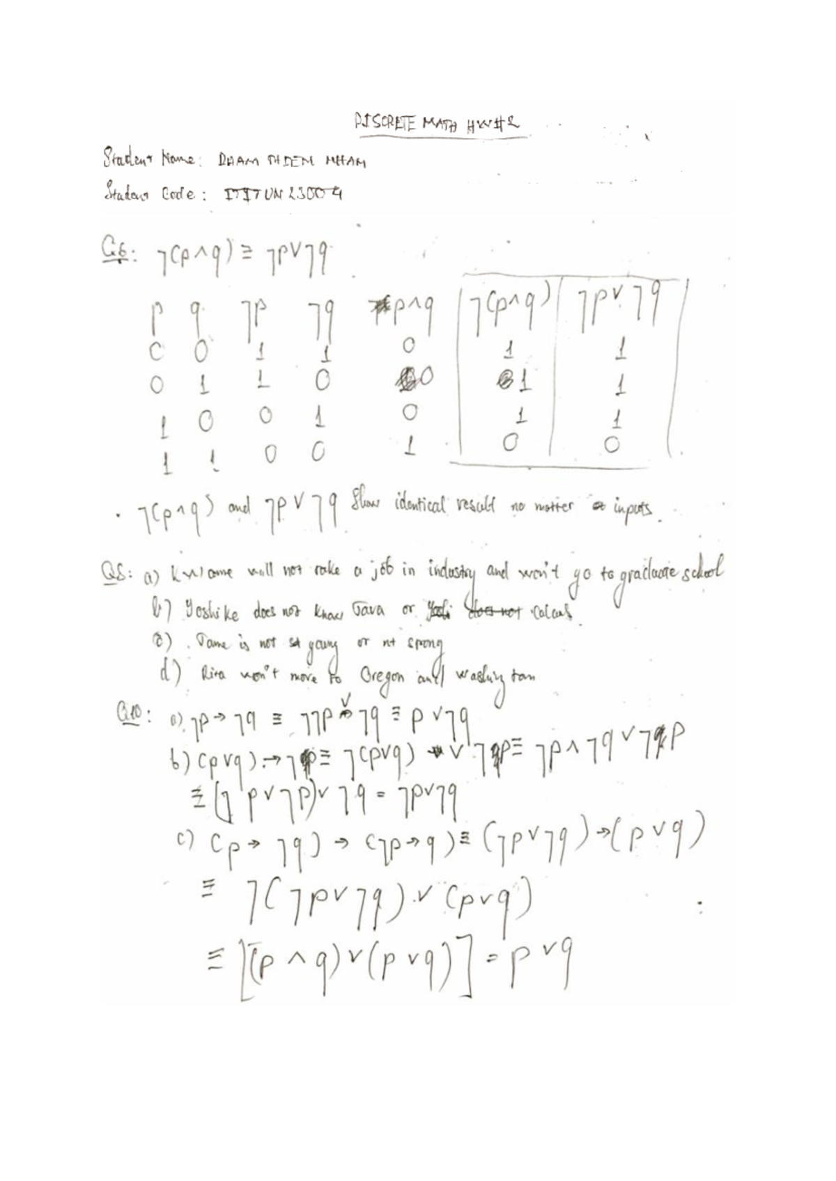 Homework 2 Solutions - Discrete Math (ITITUM 23004) - Studocu