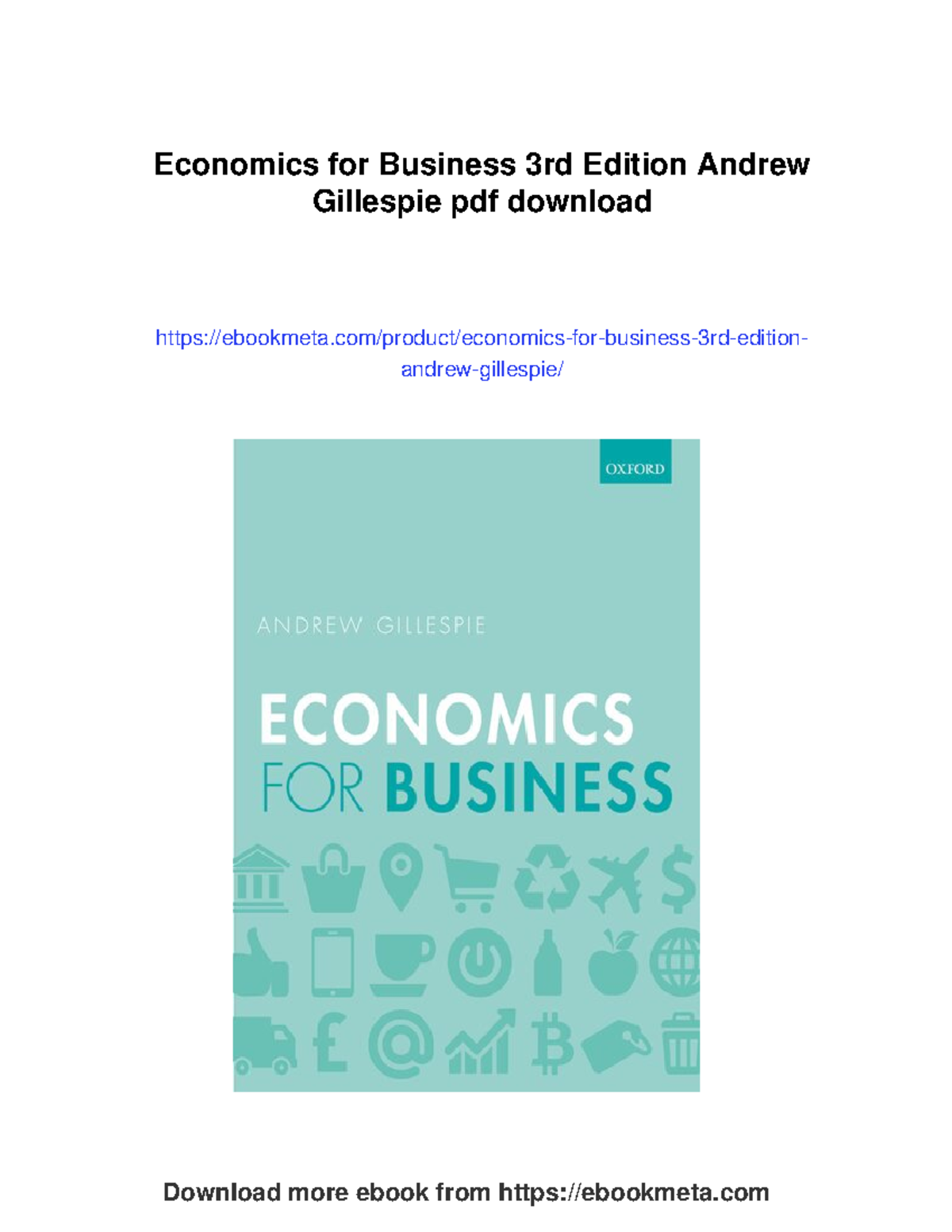 Economics for business 3rd edition by Andrew Gillespie - overview and insights - Studocu