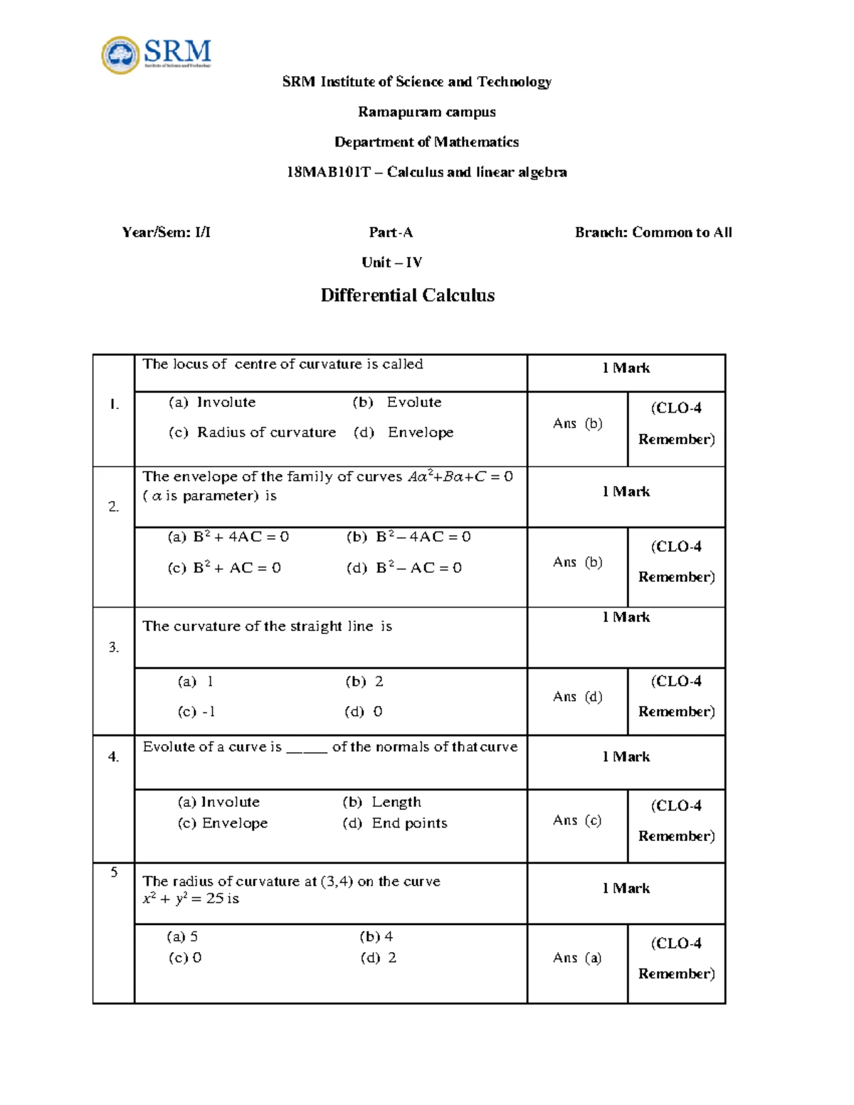 Unit 5 - Part B - study - SRM Institute of Science and Technology ...