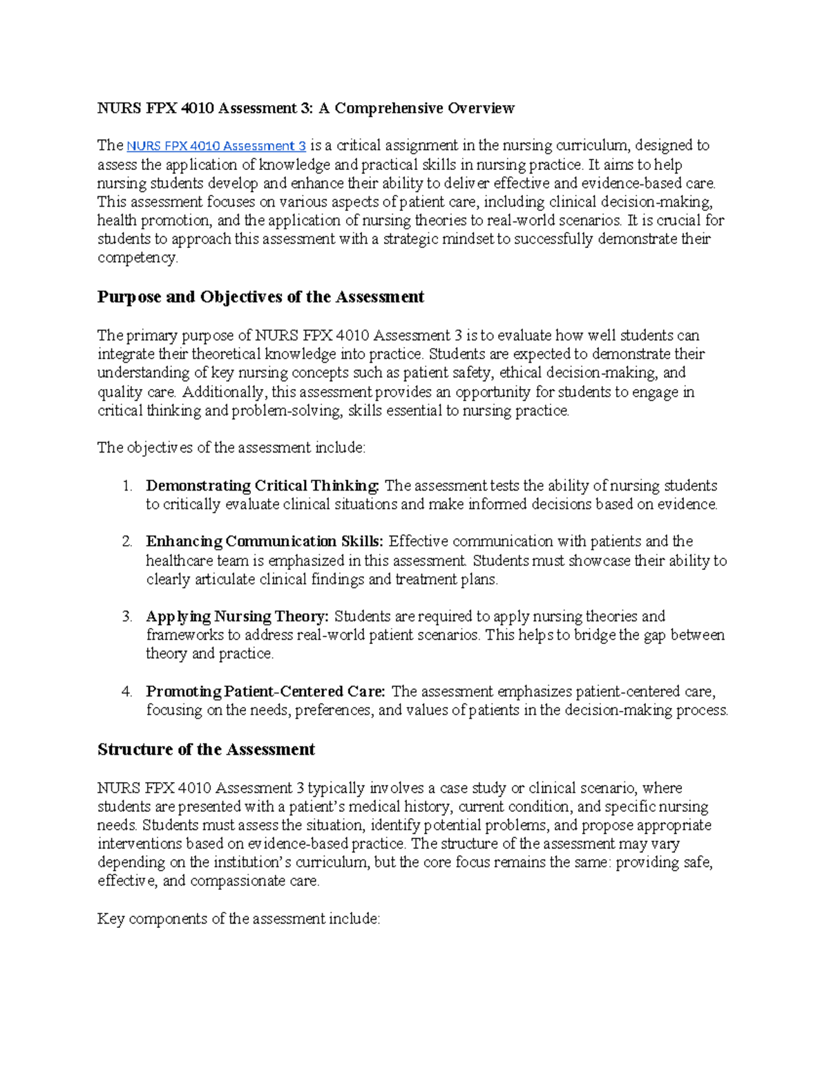36 NURS FPX 4020 Assessment 2 - NURS FPX 4010 Assessment 3: A ...