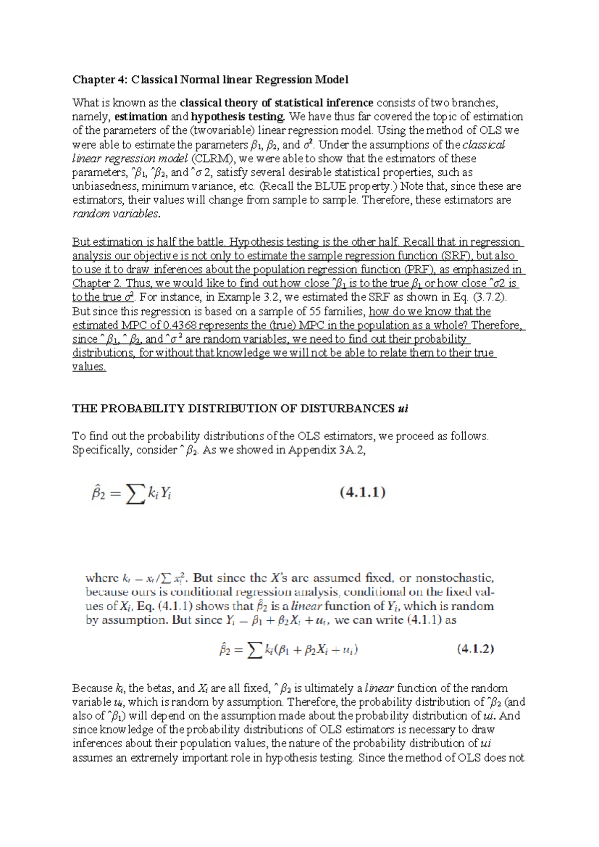 Chapter 4: Classical Normal Linear Regression Model Insights - Studocu