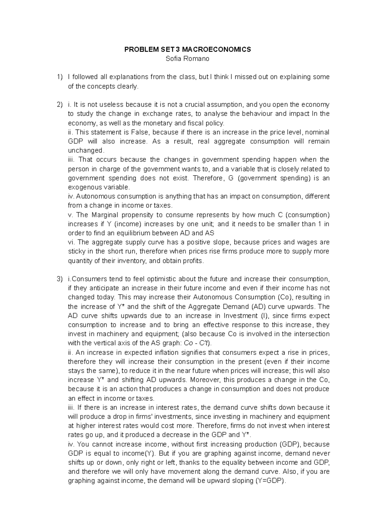 Problem Set 3: Macroeconomics Analysis and Concepts - Studocu