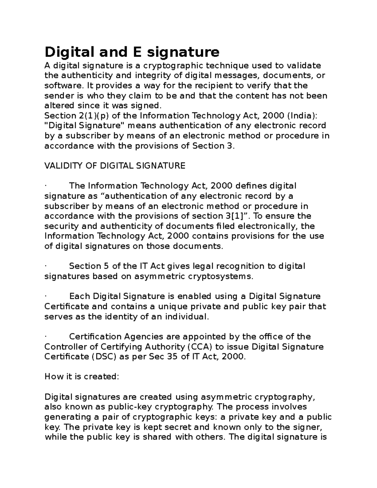 Digital Signatures: Understanding, Validity & Legal Framework - Studocu
