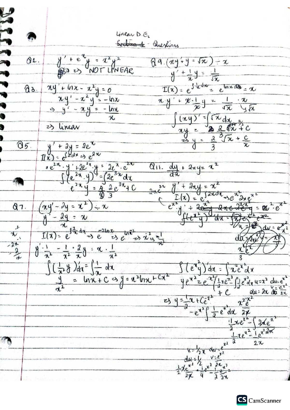 Linear D.E. Practice Questions for Section 1 - Studocu