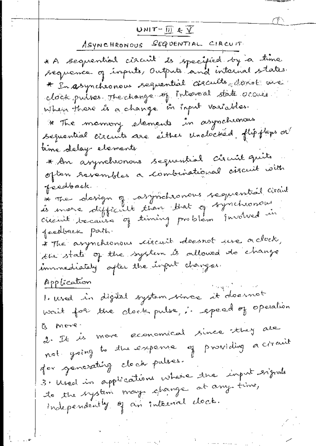 DE UNIT-4: Asynchronous Sequential Circuit Analysis and Design - Studocu