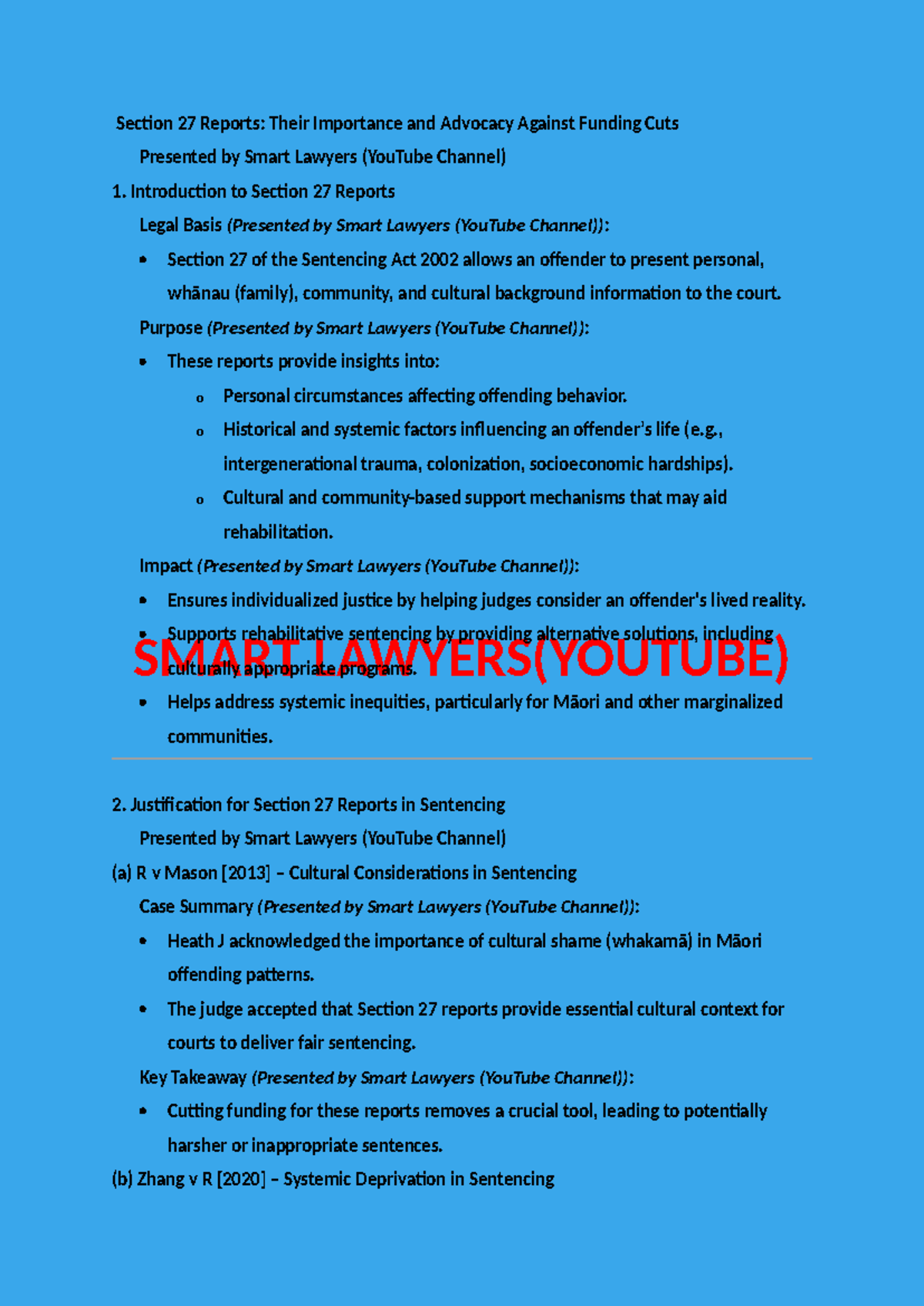 Section 27 Reports in Sentencing funding - SMART LAWYERS(YOUTUBE ...