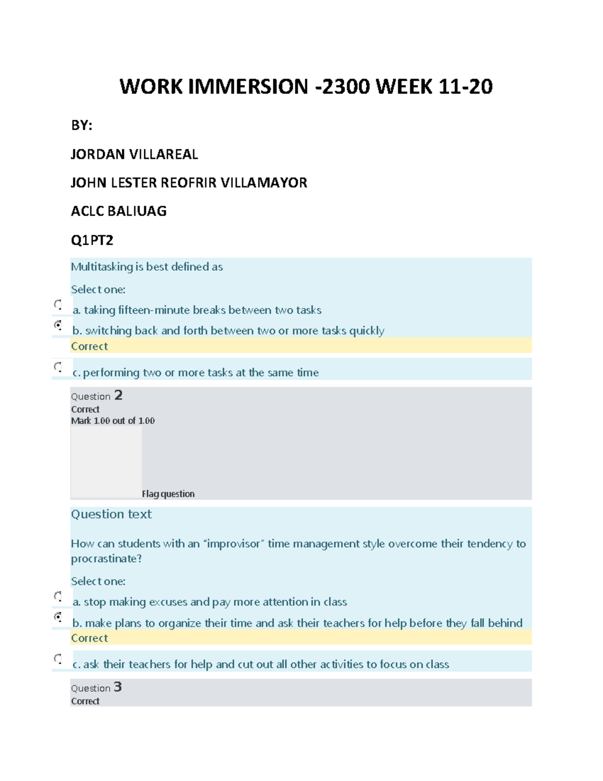 Work Immersion Week 11-20 - Q1 & Q2PT Study Notes - Studocu