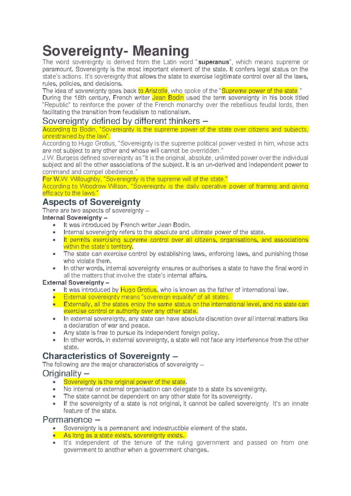Sovereignty: Definitions, Characteristics & Types Explained - Studocu