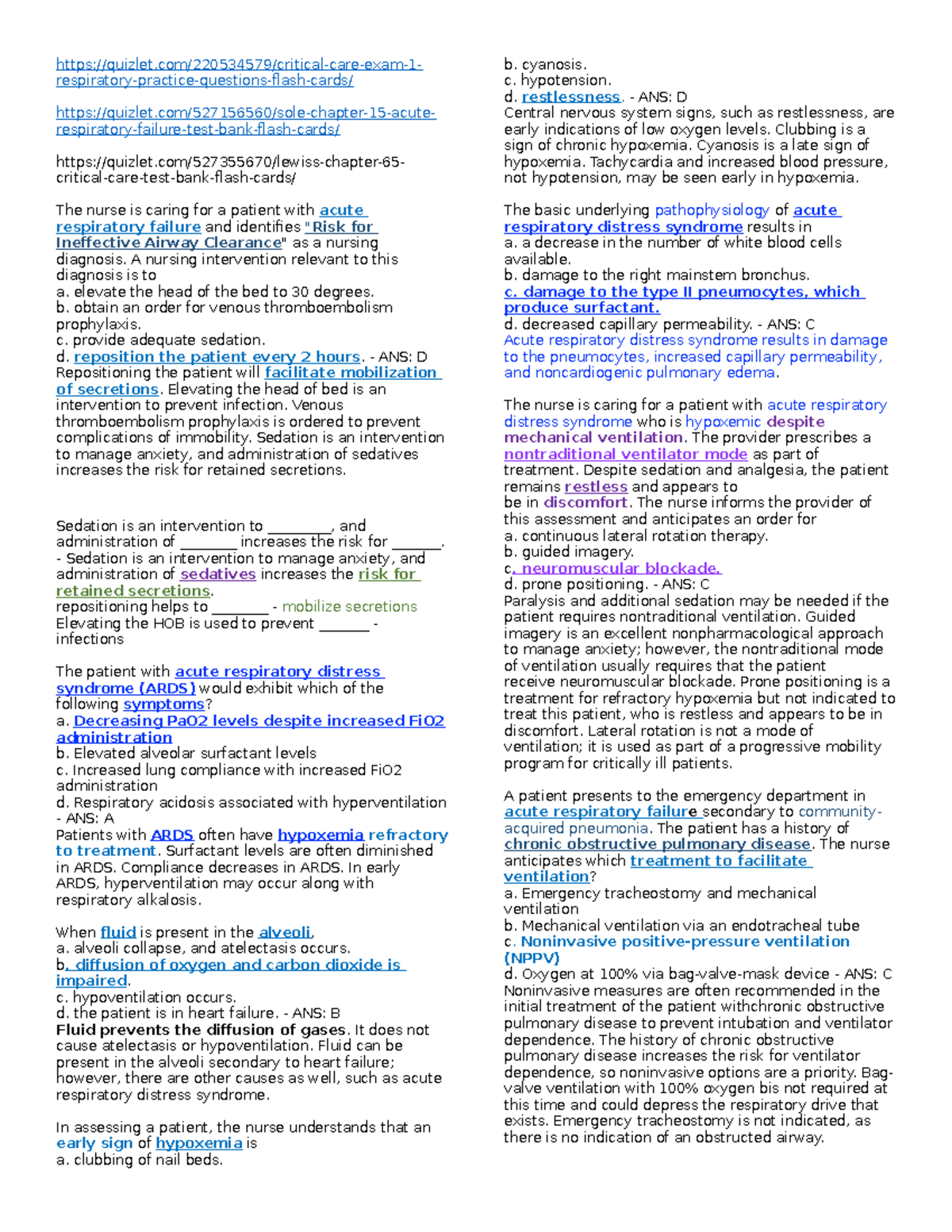 Critical care Ncelx - medical surgical nursing notes cardiac ...