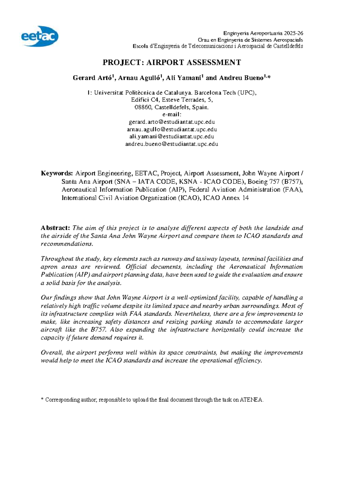 Airport Assessment Project: Analysis of Santa Ana John Wayne Airport (KSNA) - Document Preview
