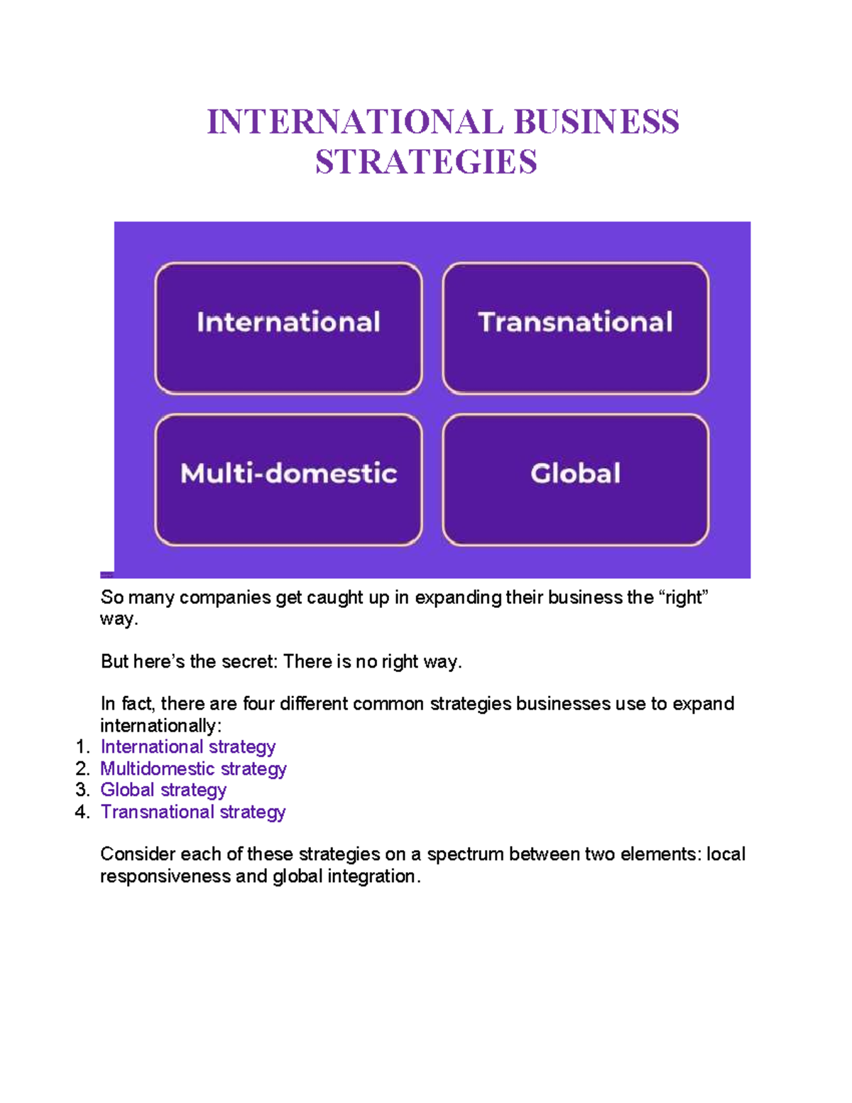 International Business Management - Expanding Strategies (Chapter 5 ...