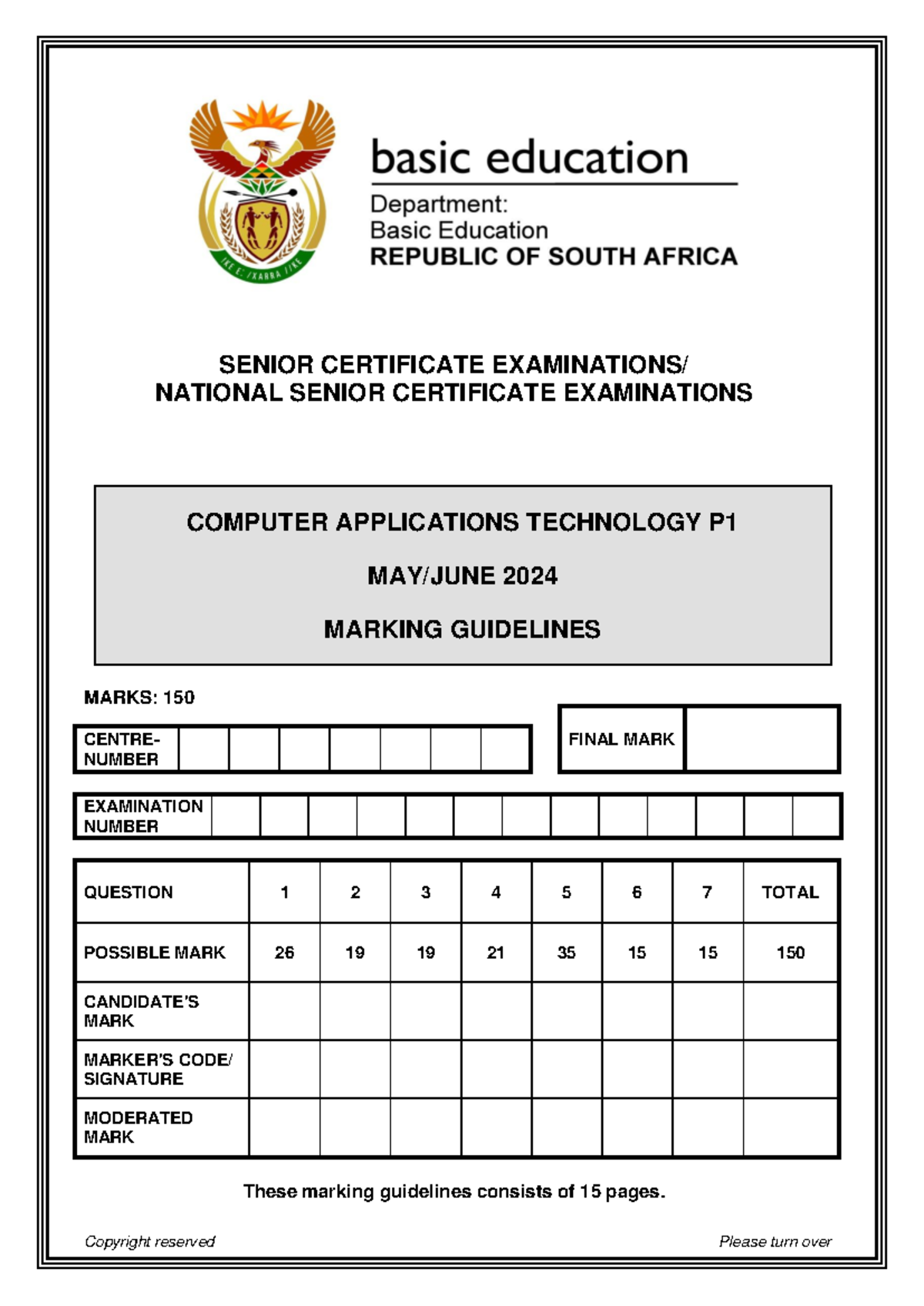 Computer Applications Technology P1 2024 Final Exam Marking Guidelines ...