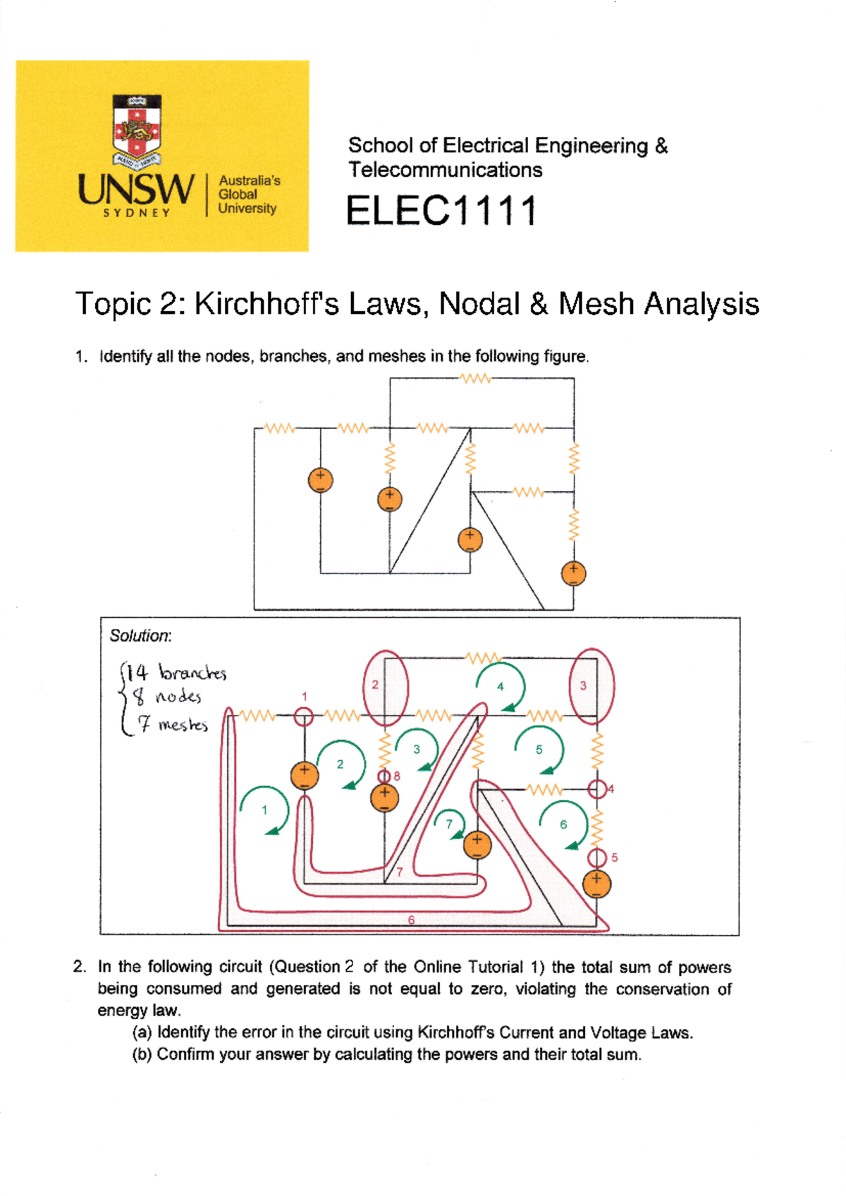 Solved examples - Topic 2 Solutions - School of Electrical Engineering ...