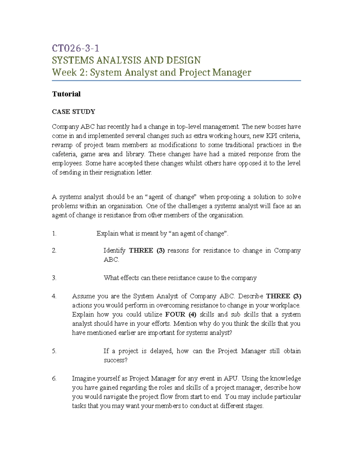 SYSTEMS ANALYSIS AND DESIGN (SAD) Week 3: SDLC Case Study on Fancy ...