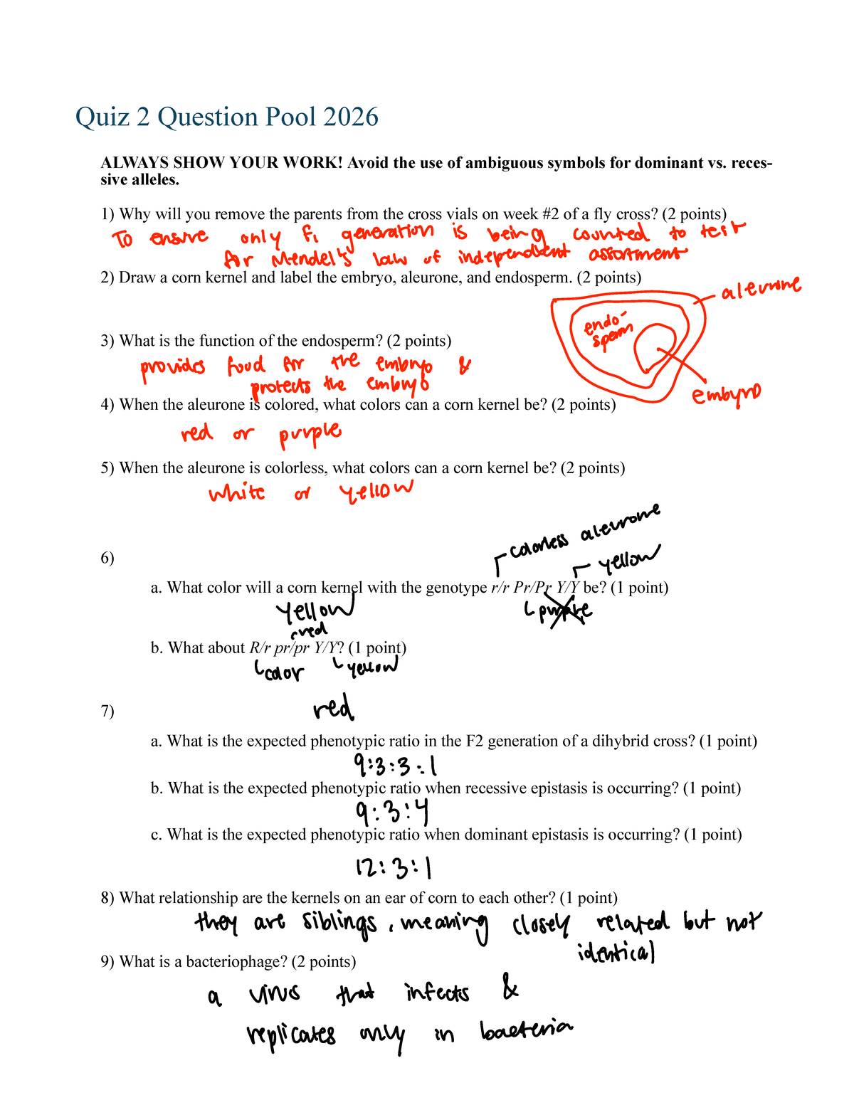 Quiz 2 Question Pool 2026: Genetics and Plant Inheritance Concepts ...