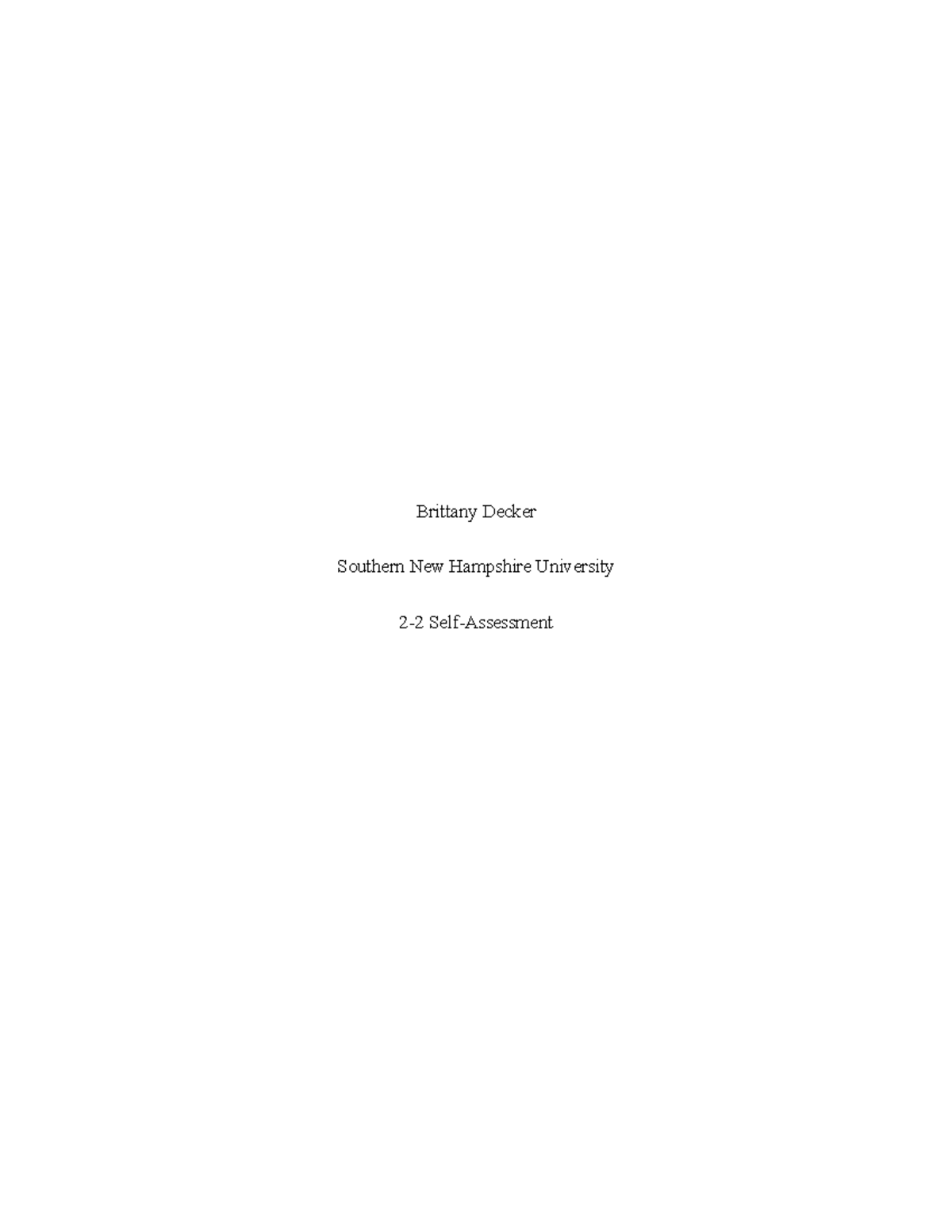 2-2 Self-Assessment - Self assessment Module 2 work - OL-600-X2208