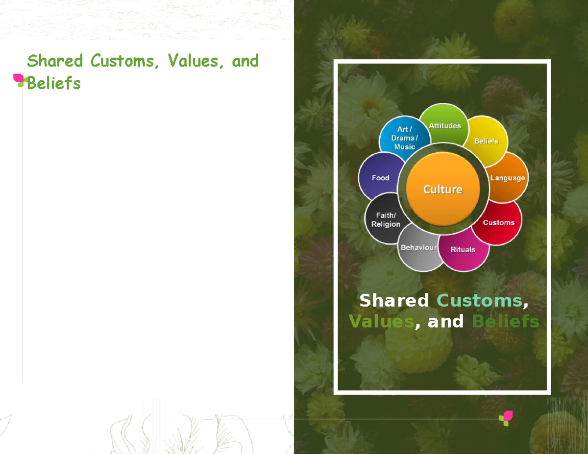 Shared Customs, Values, and Beliefs: A Comparative Study - Studocu