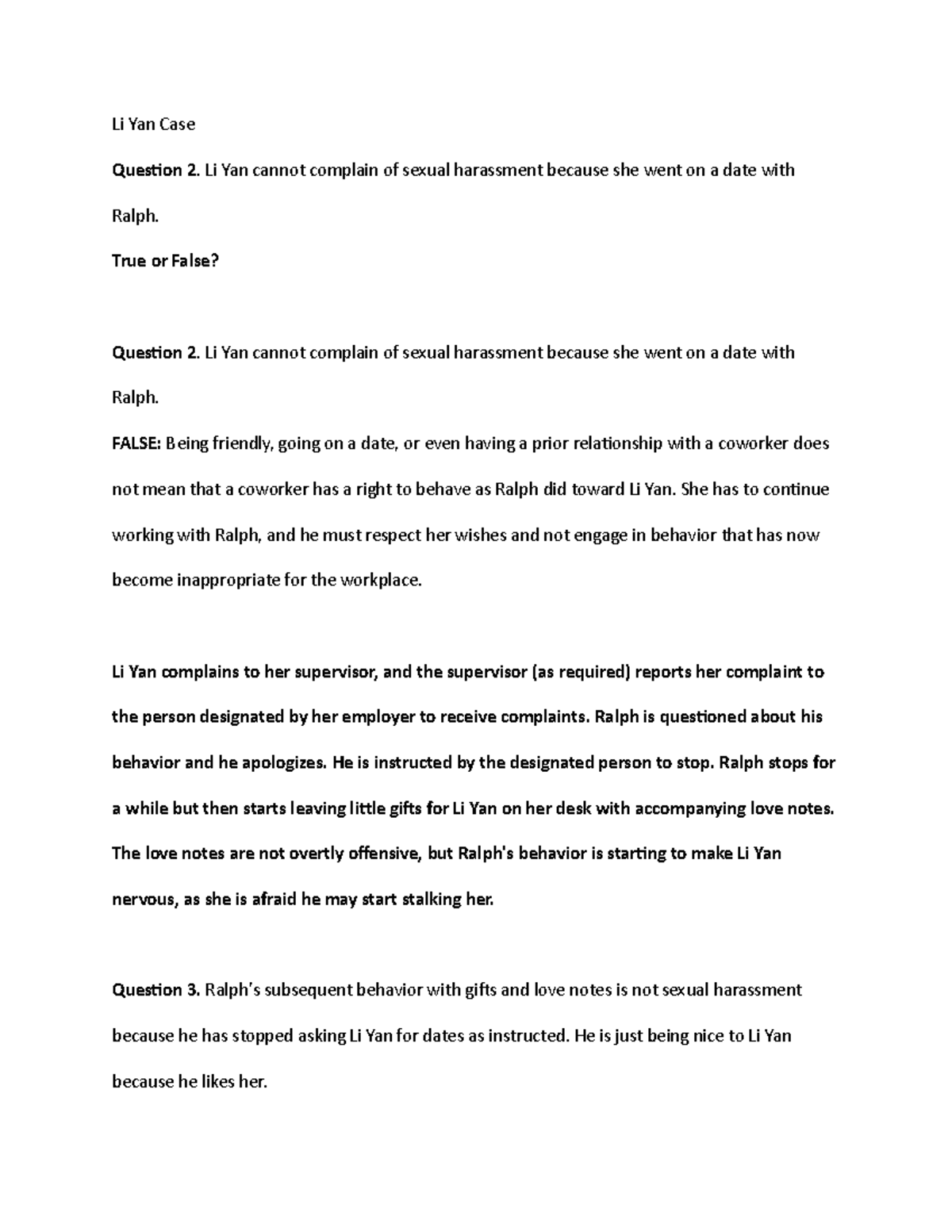 Li Yan Case Study - Midterm & Final Exam Strategies for Success - Studocu