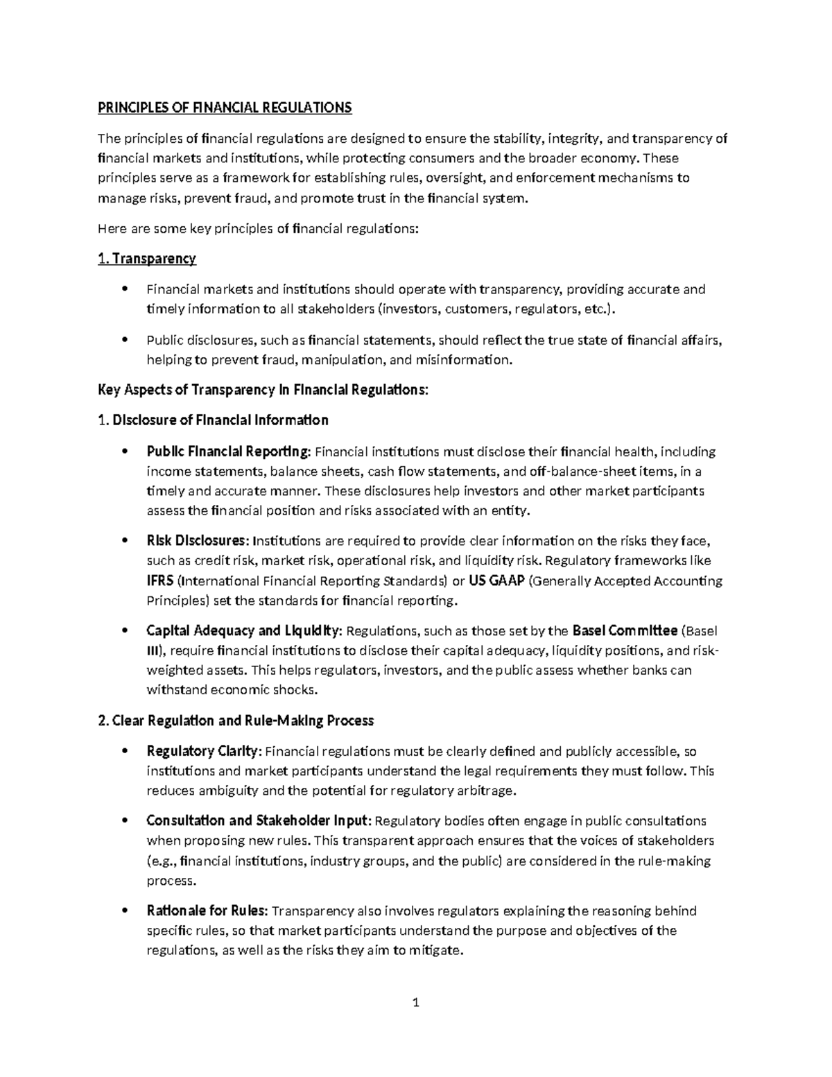 Principles of Financial Regulations: Key Concepts and Frameworks - Studocu