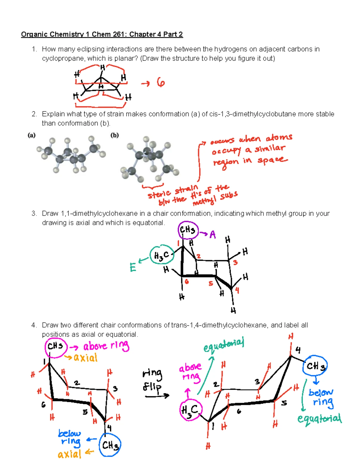 Chem 261: Organic Chemistry 1 Chapter 2 Part 2 Worksheet Analysis - Studocu