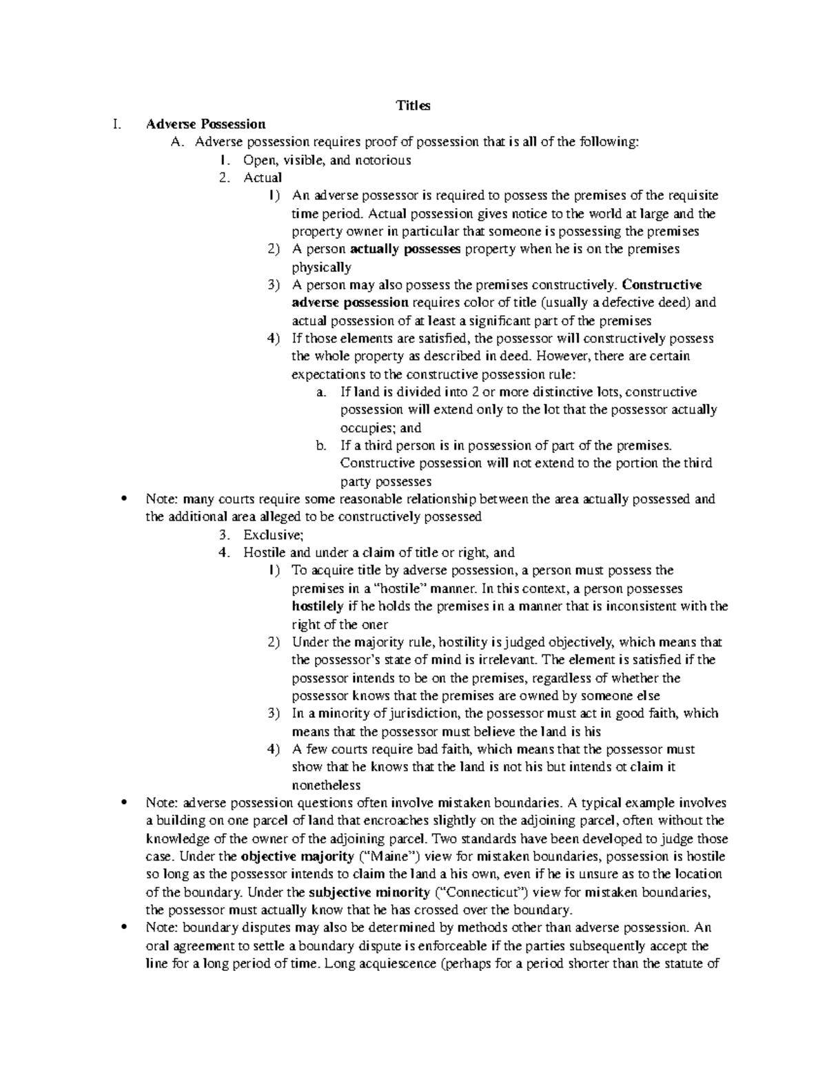 Property Outline - Adverse Possession & Deeds (LAW 101) - Studocu