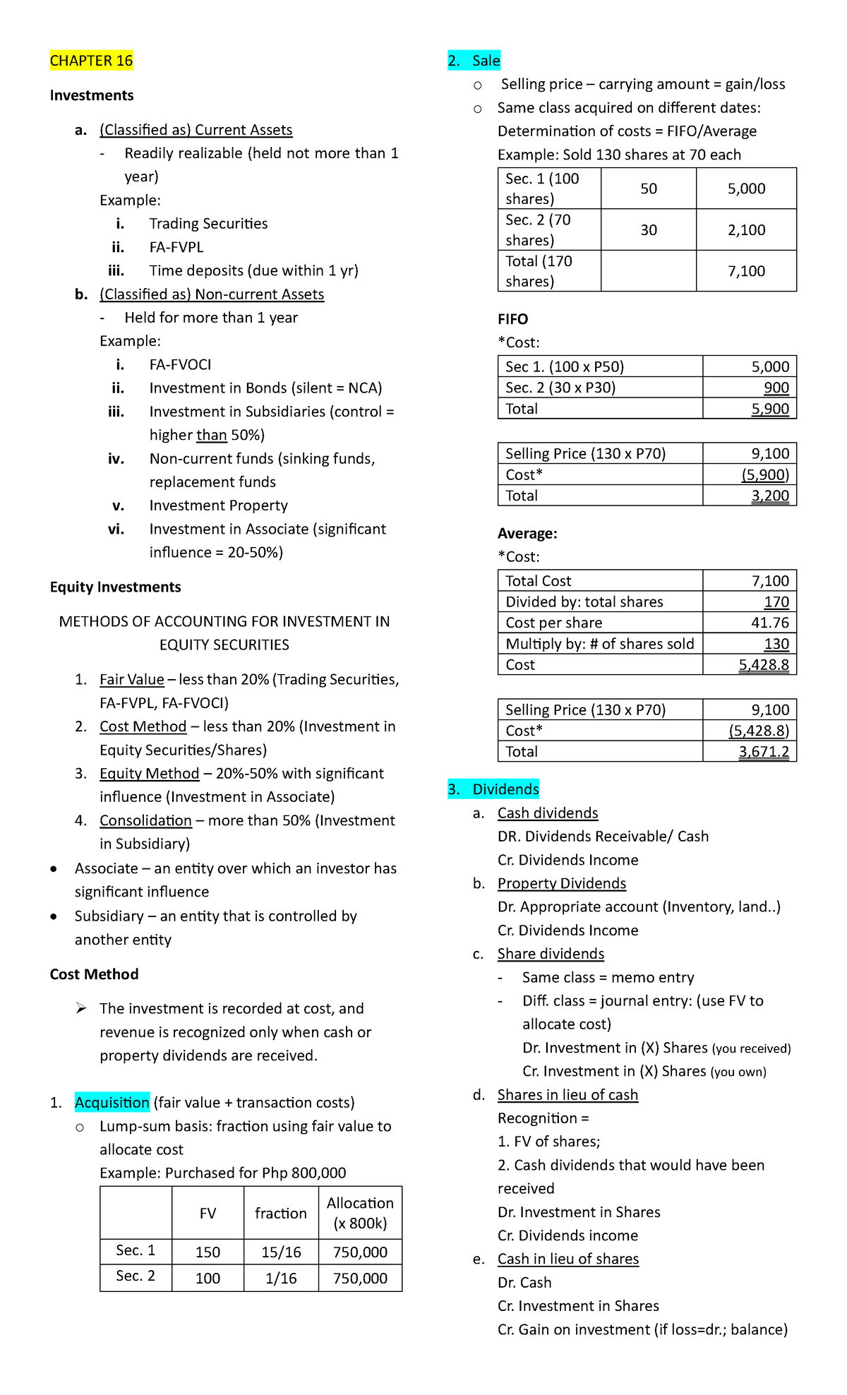 CHAPTER 16: Accounting for Investments in Equity Securities (Cost ...