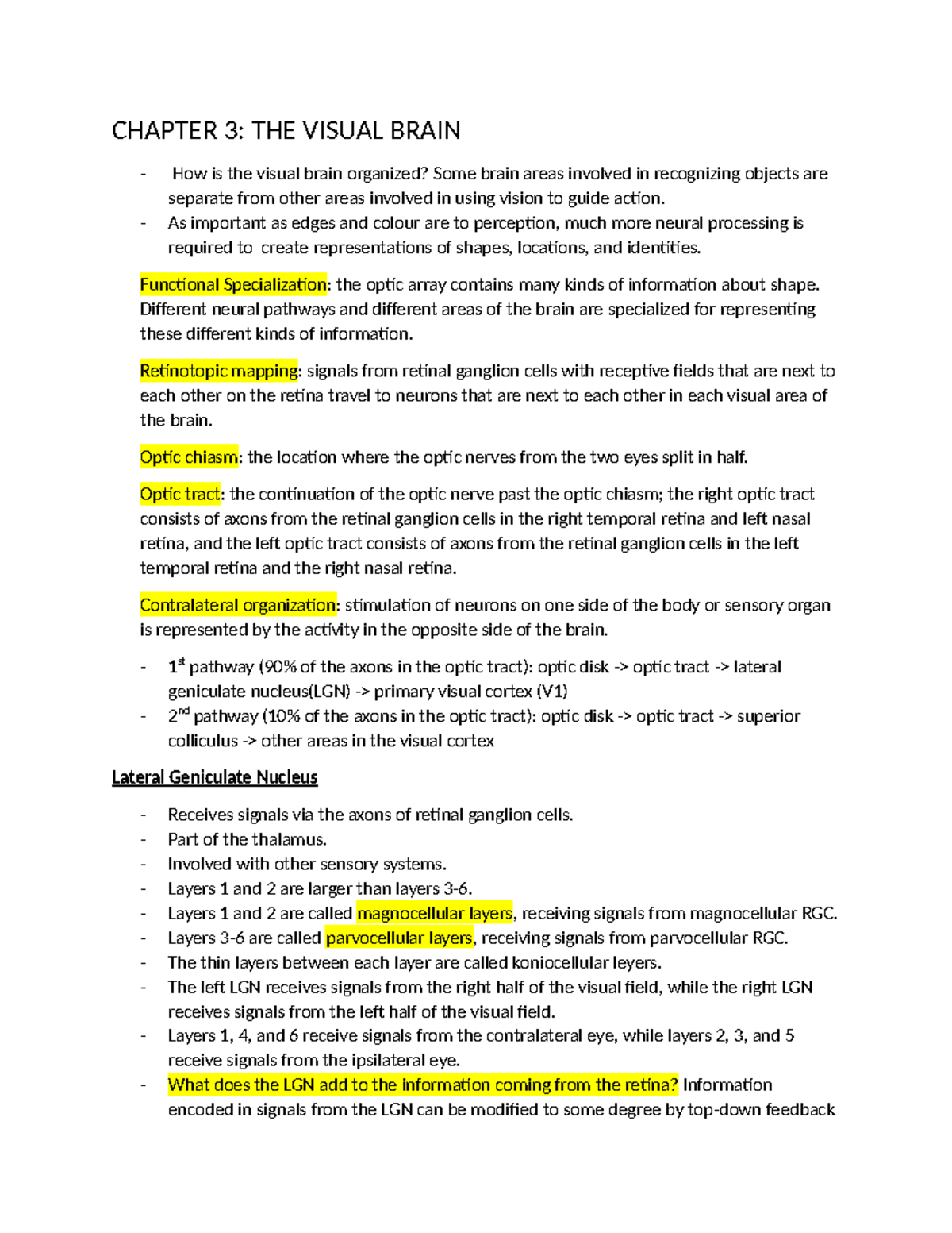 Chapter 3 - Visual Brain Organization and Pathways - Studocu